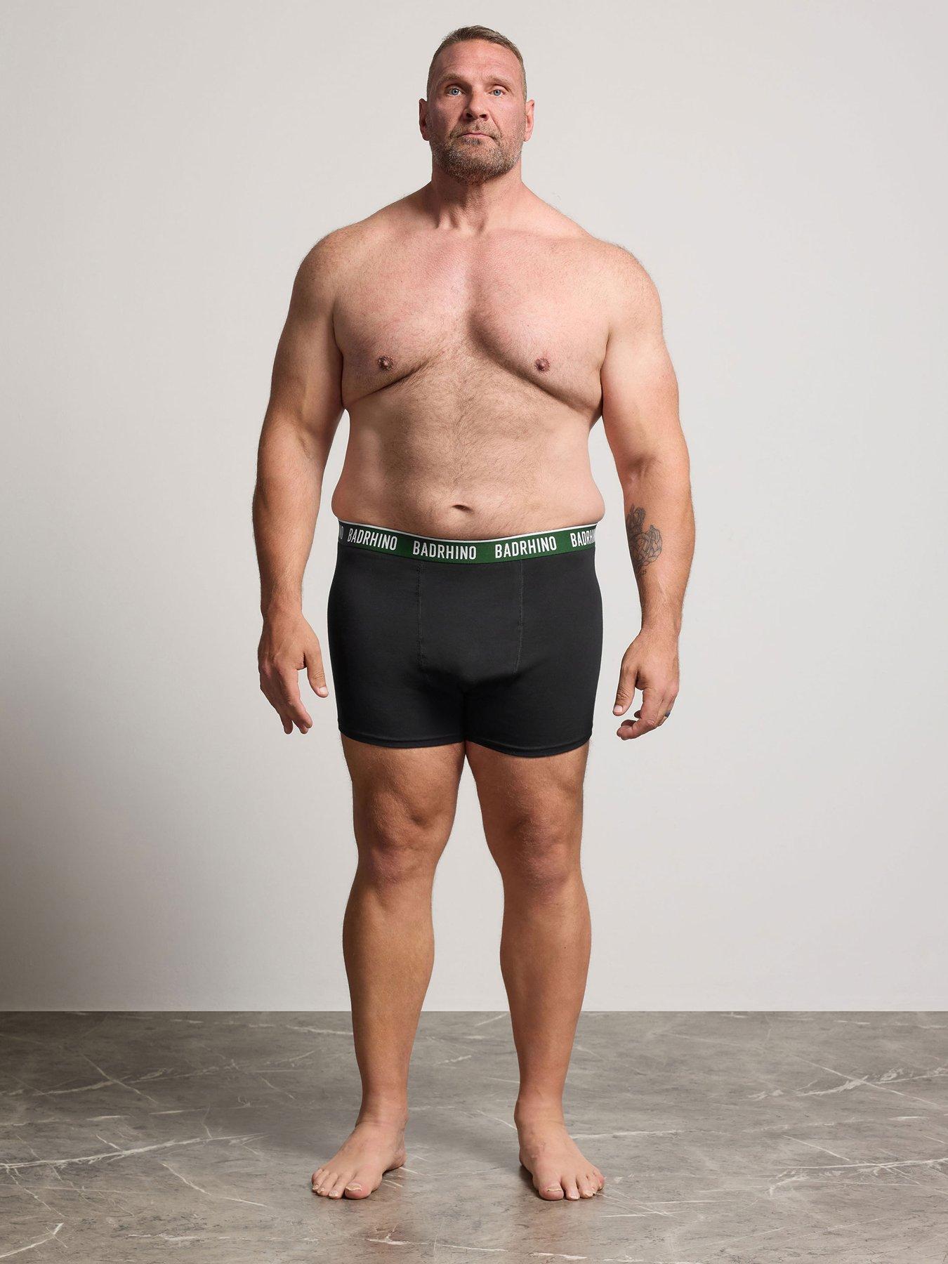 Image 3 of 3 of BadRhino Mens 5 Pack Cotton-Rich Stretch Waistband Boxer Shorts - Black