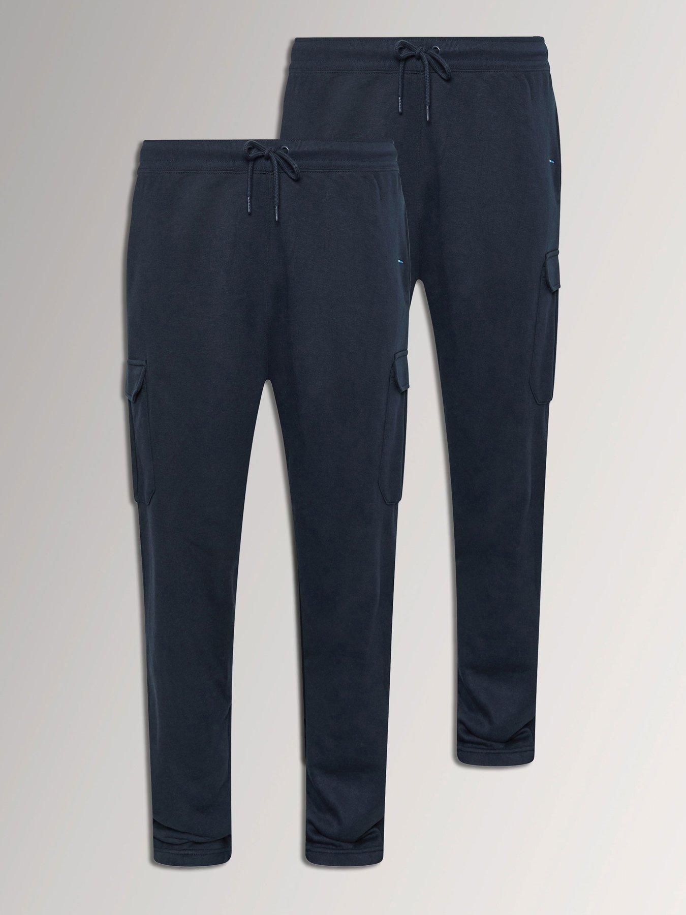 Image 1 of 4 of BadRhino Mens 2 Pack Cargo Cuffed Drawcord Jogging Bottoms - Blue