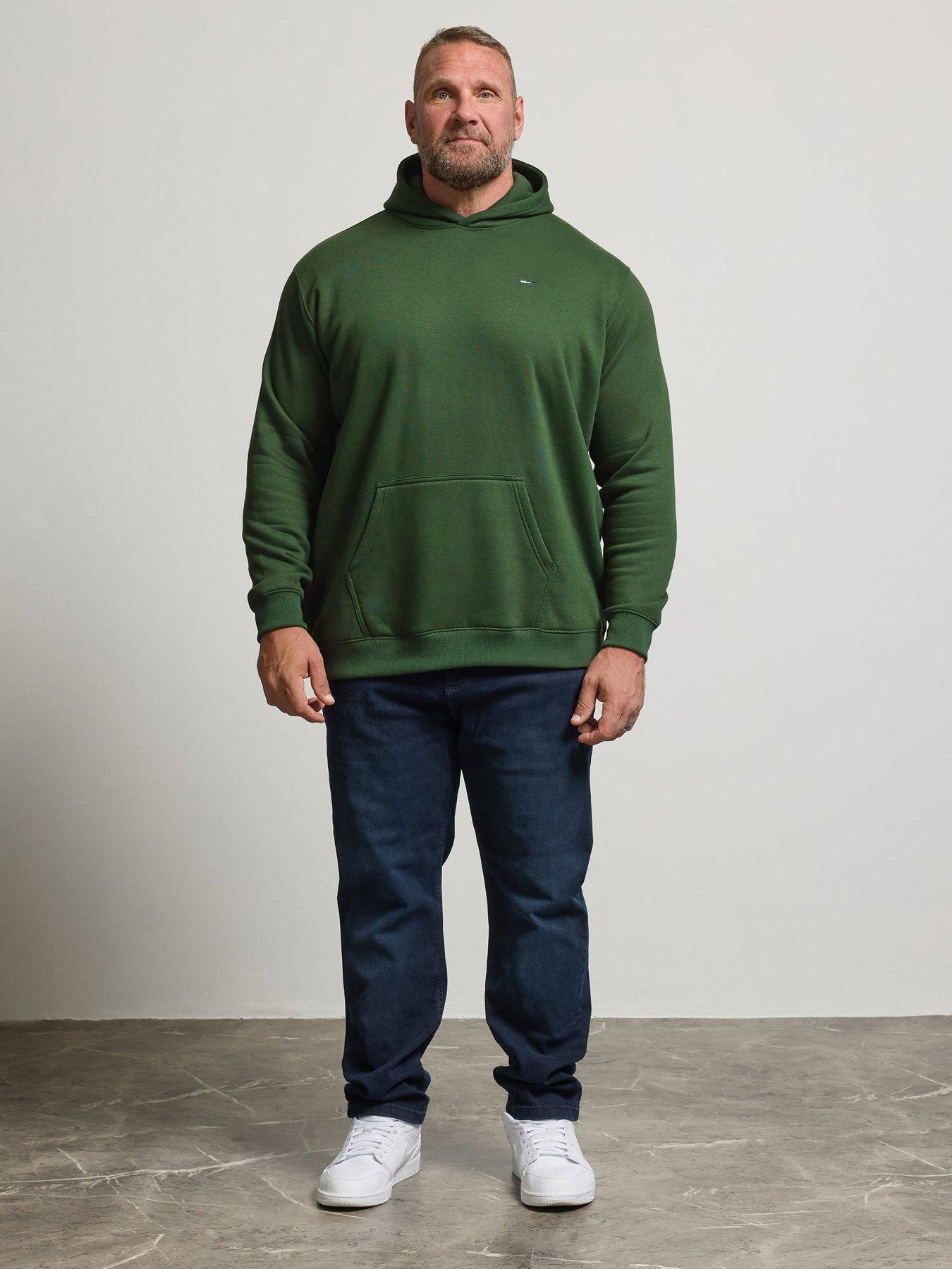 Image 3 of 4 of BadRhino Mens Core Cotton-Blend Hoodie Long Sleeve Kangaroo Pocket - Green