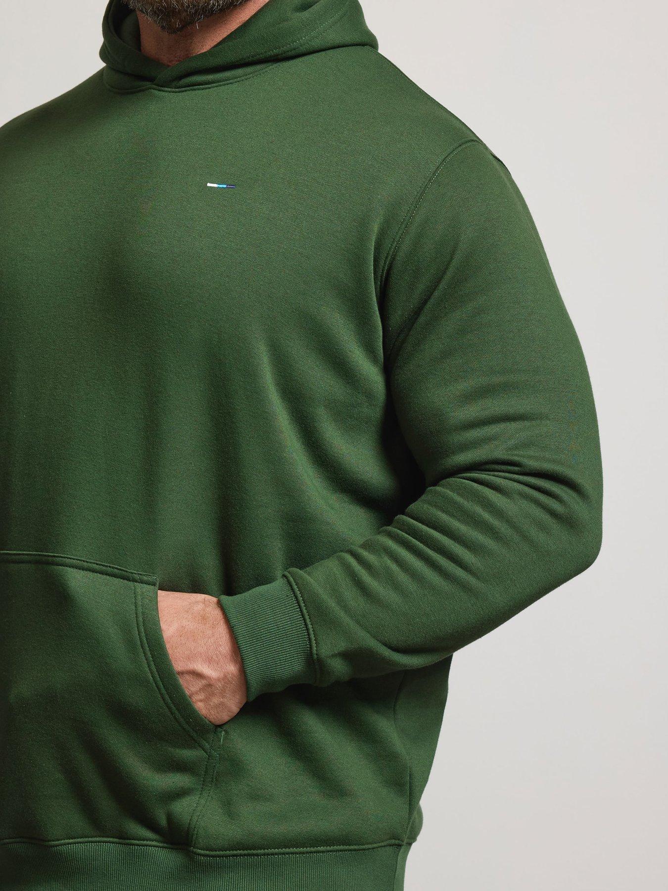 Image 4 of 4 of BadRhino Mens Core Cotton-Blend Hoodie Long Sleeve Kangaroo Pocket - Green
