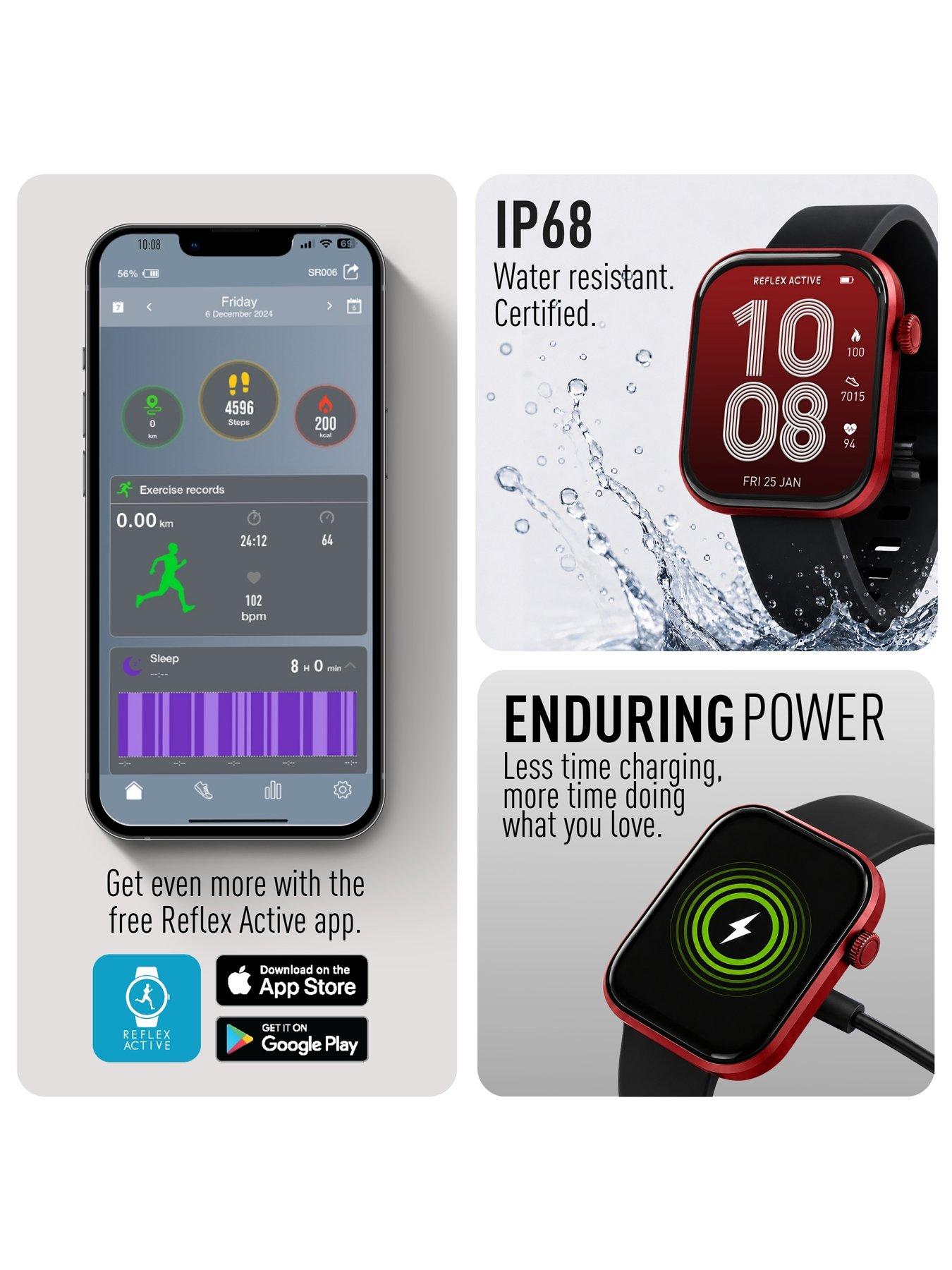 Image 5 of 8 of Reflex Active Spectra Black Silicone Strap Smart Watch