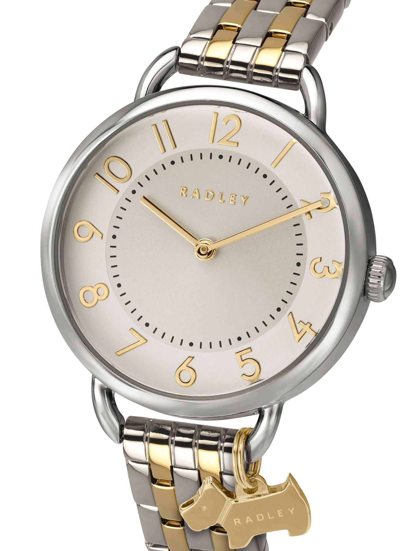 Image 2 of 4 of Radley Ladies Silver & Gold Plated Open Shoulder Stainless Steel Bracelet Watch With Charm