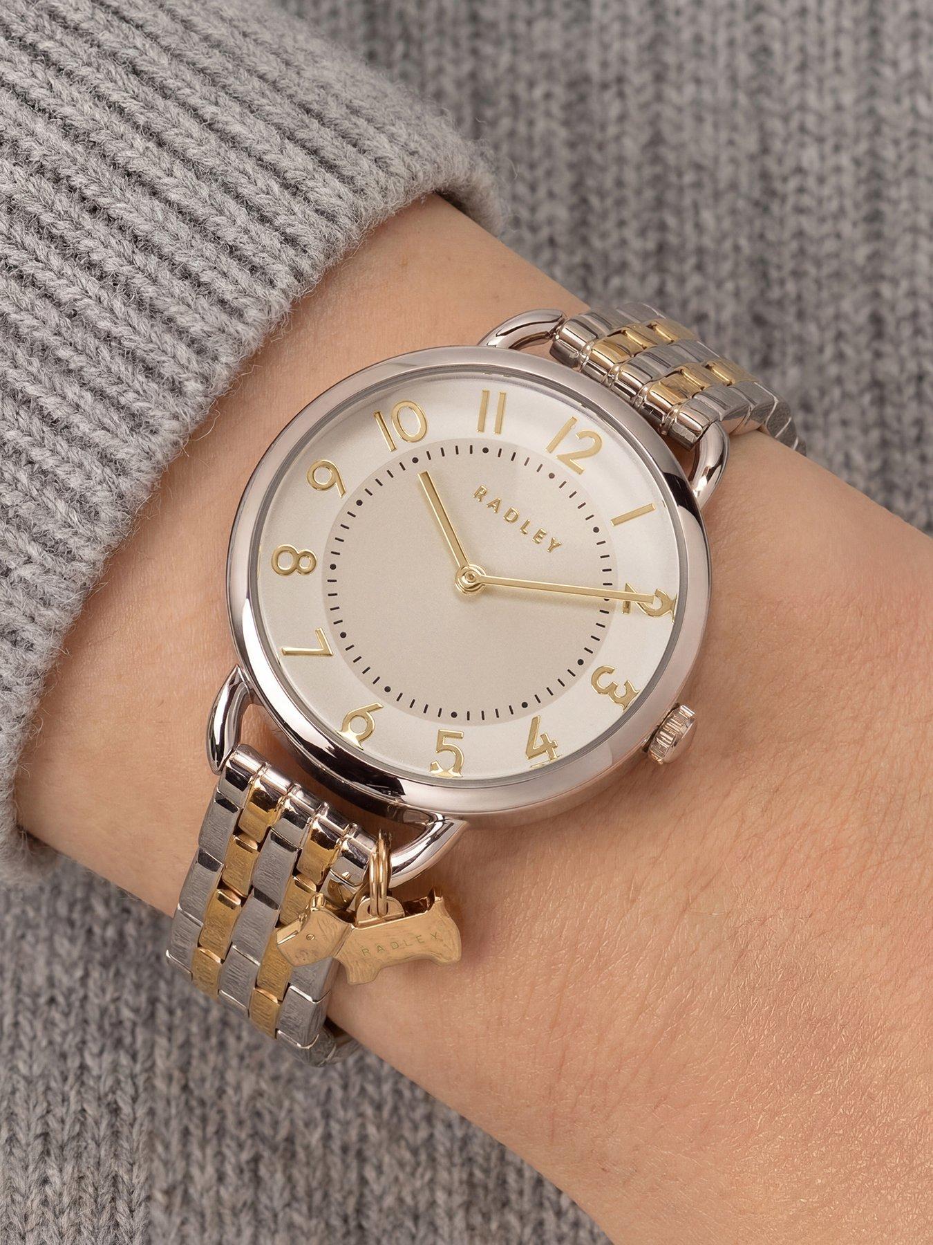 Image 3 of 4 of Radley Ladies Silver & Gold Plated Open Shoulder Stainless Steel Bracelet Watch With Charm