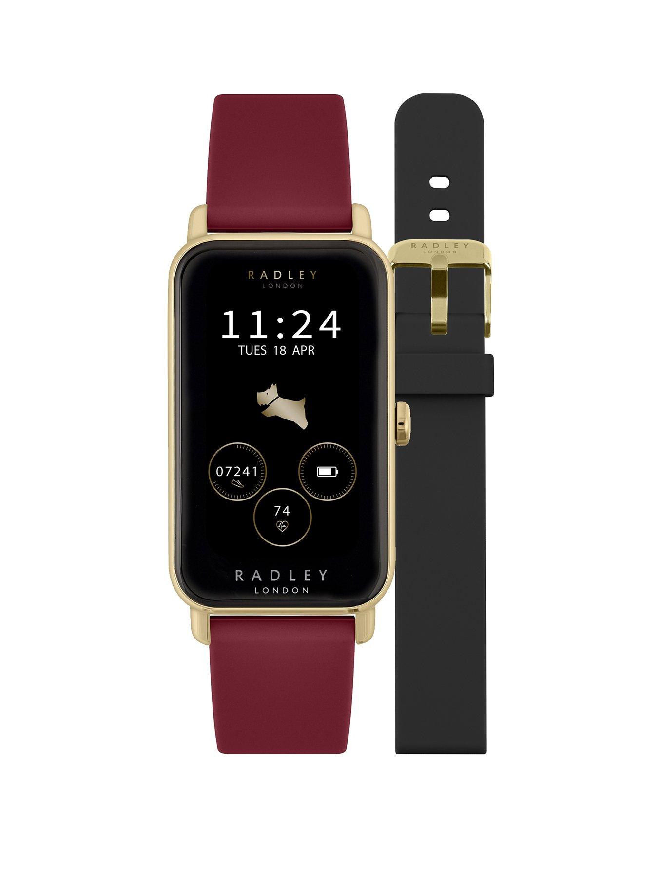 Image 1 of 6 of Radley Ladies Series 21 Smart Cranberry Red & Black Lozenge Silicone Strap Watch Set
