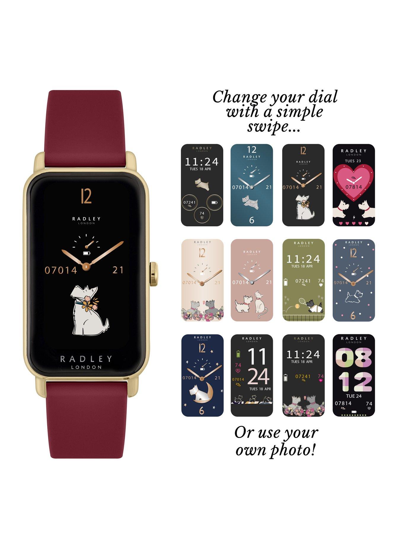 Image 3 of 6 of Radley Ladies Series 21 Smart Cranberry Red & Black Lozenge Silicone Strap Watch Set