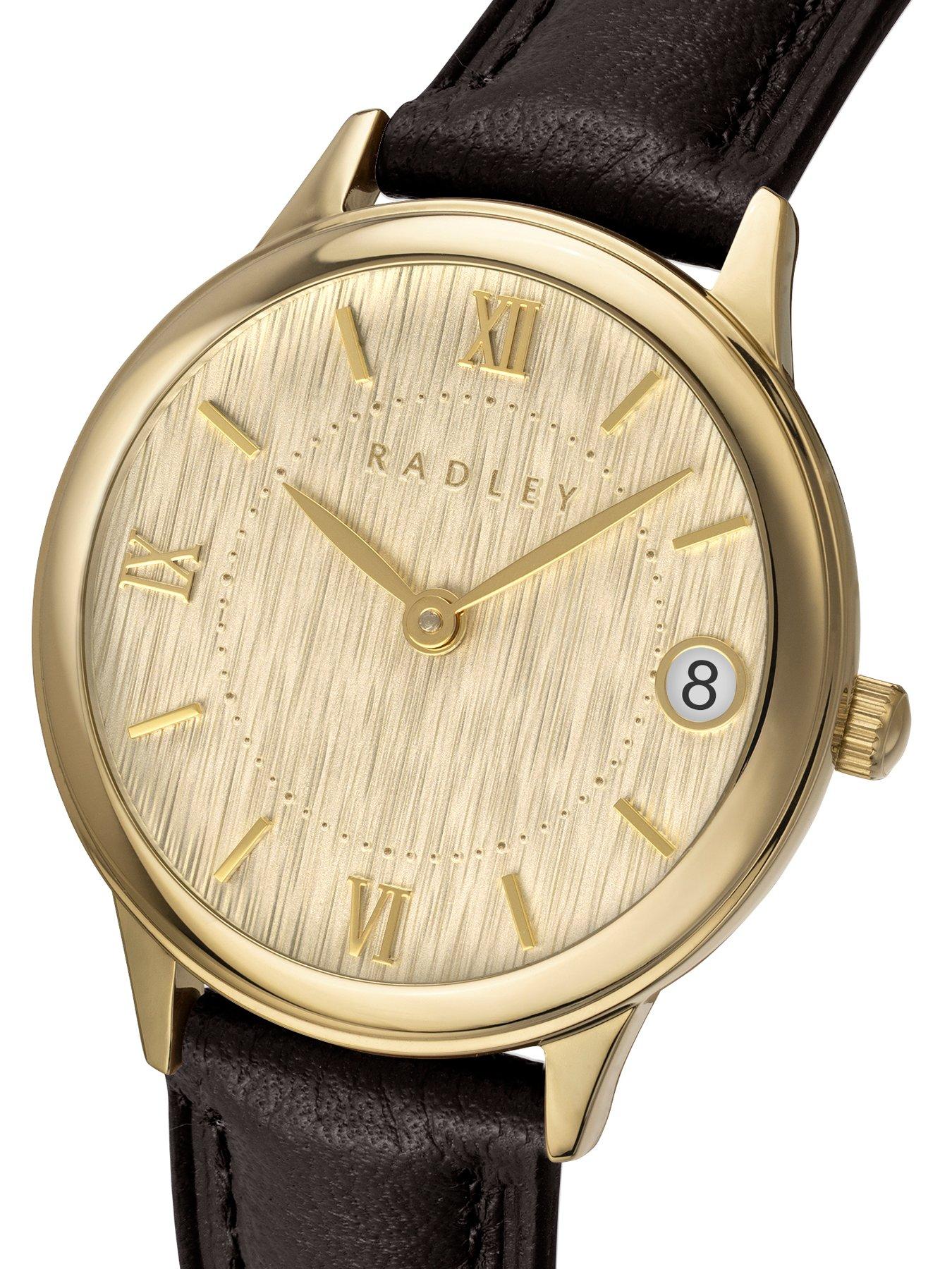 Image 2 of 4 of Radley Ladies Gold Plated Round Black Leather Strap Watch