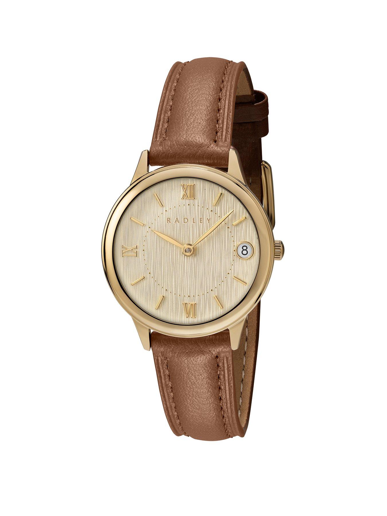 Image 1 of 4 of Radley Ladies Gold Plated Round Cognac Leather Strap Watch
