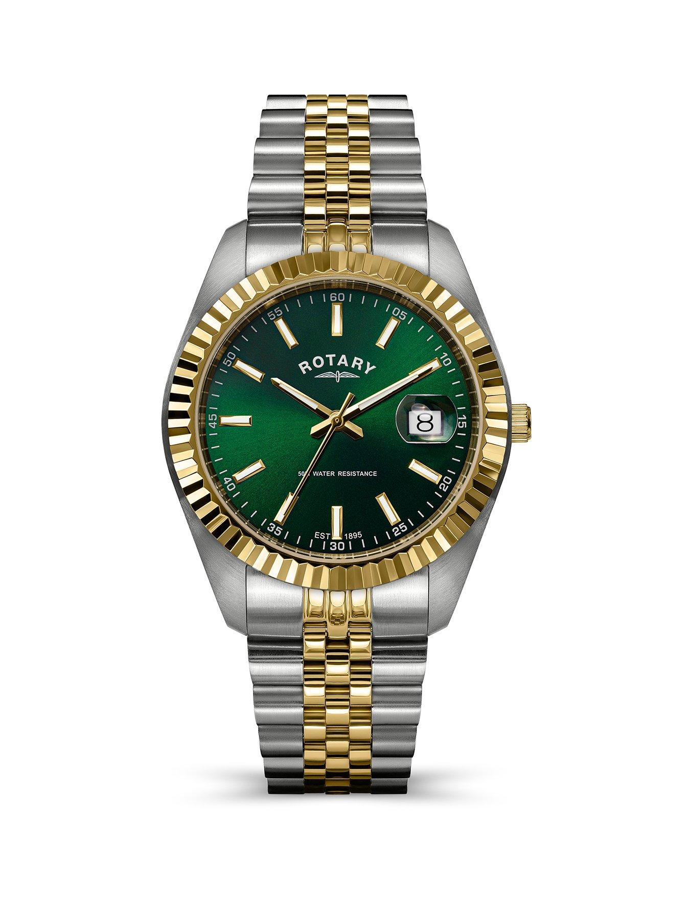 Rotary Rotary Men's Green Dial Two Tone Stainless Steel Bracelet Watch