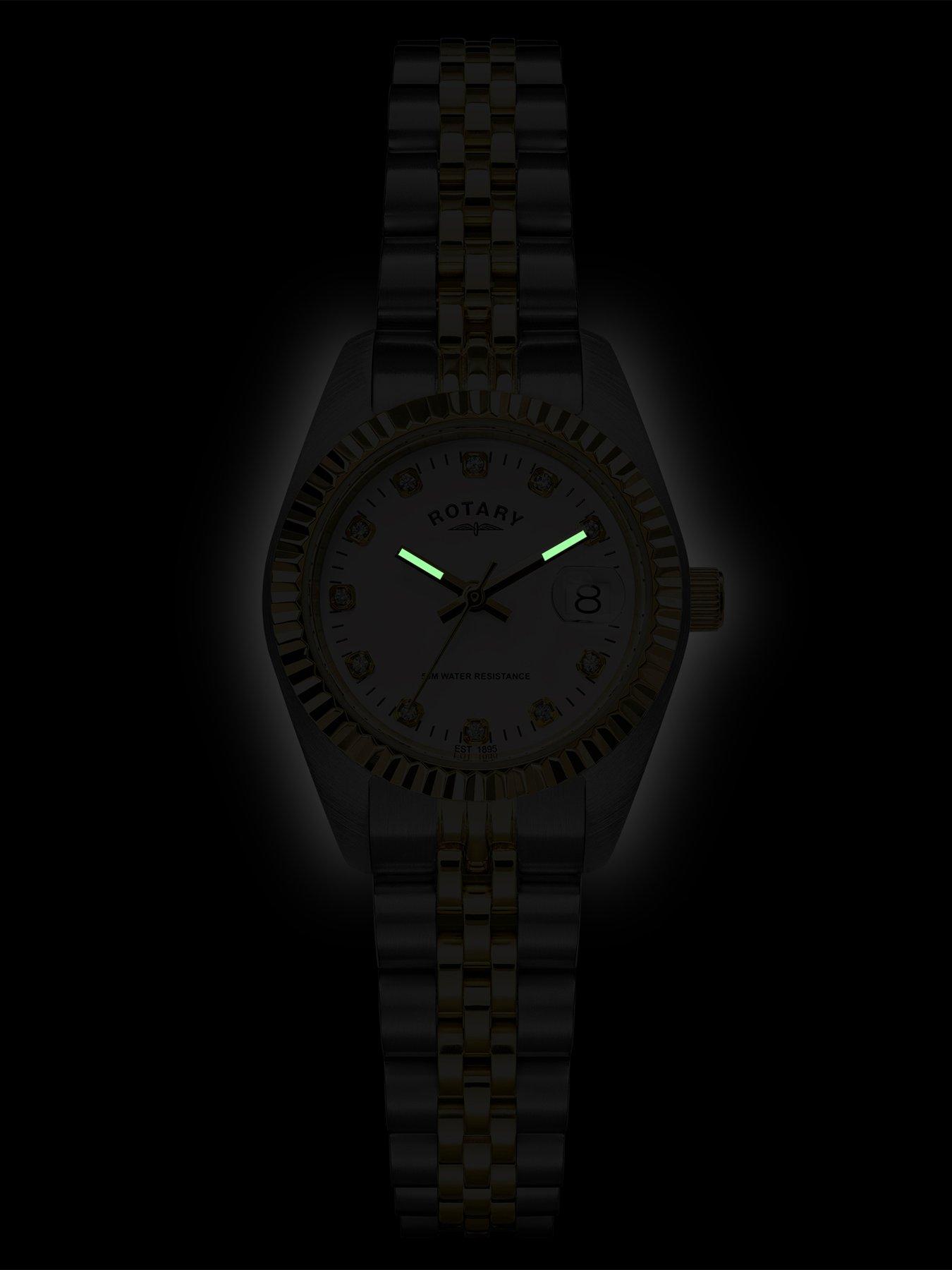 Image 5 of 6 of Rotary Ladies Cocktail Stone Set Dial Two Tone Plated Stainless Steel Bracelet Watch