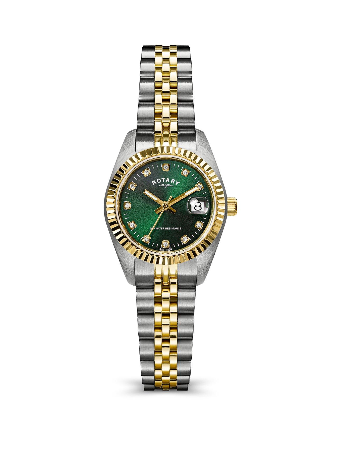 Rotary Rotary Ladies Green Dial Two Tone Stainless Steel Bracelet Watch