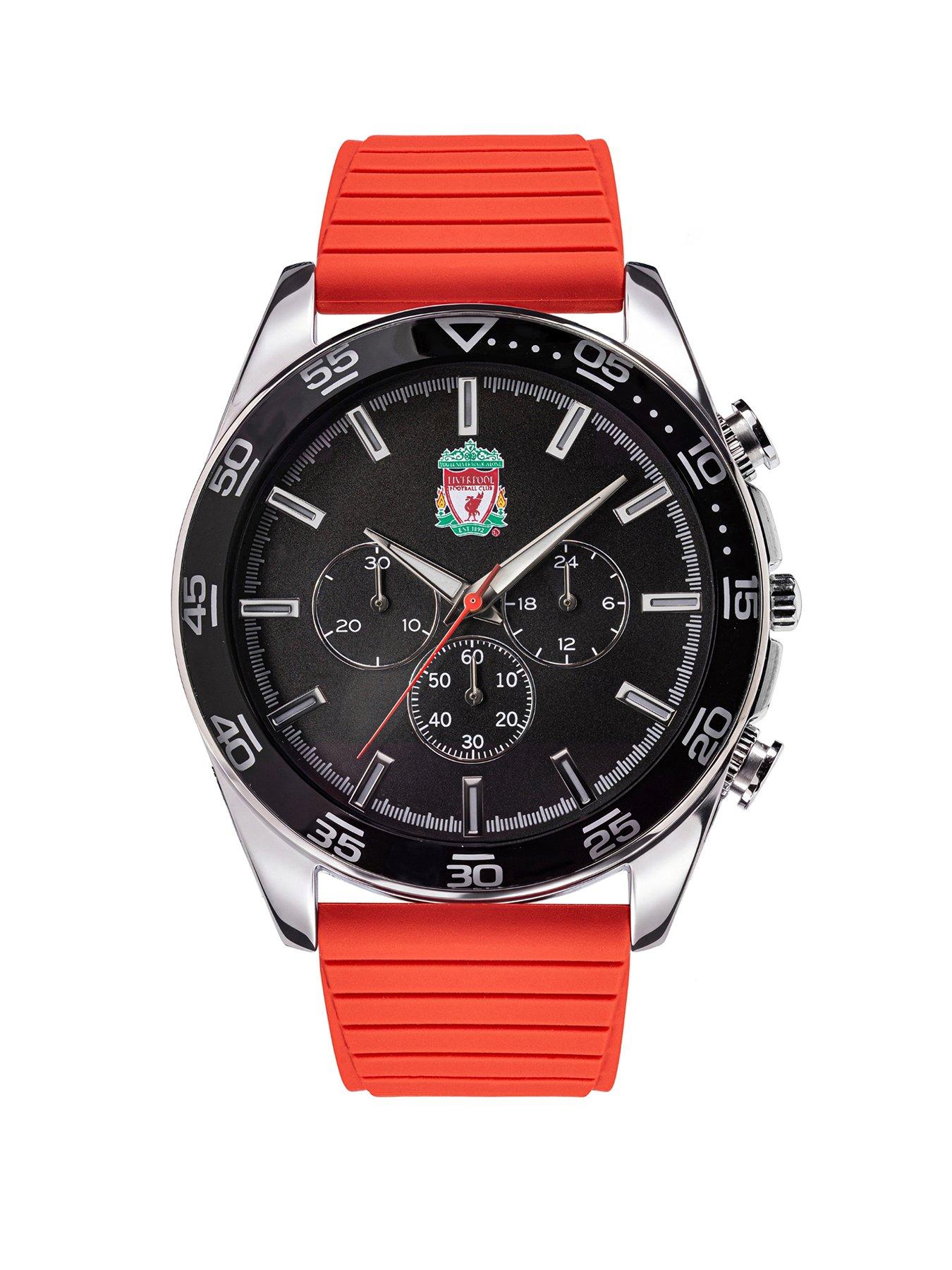 Liverpool FC Liverpool Football Club Silver Chrono Watch with Red Strap