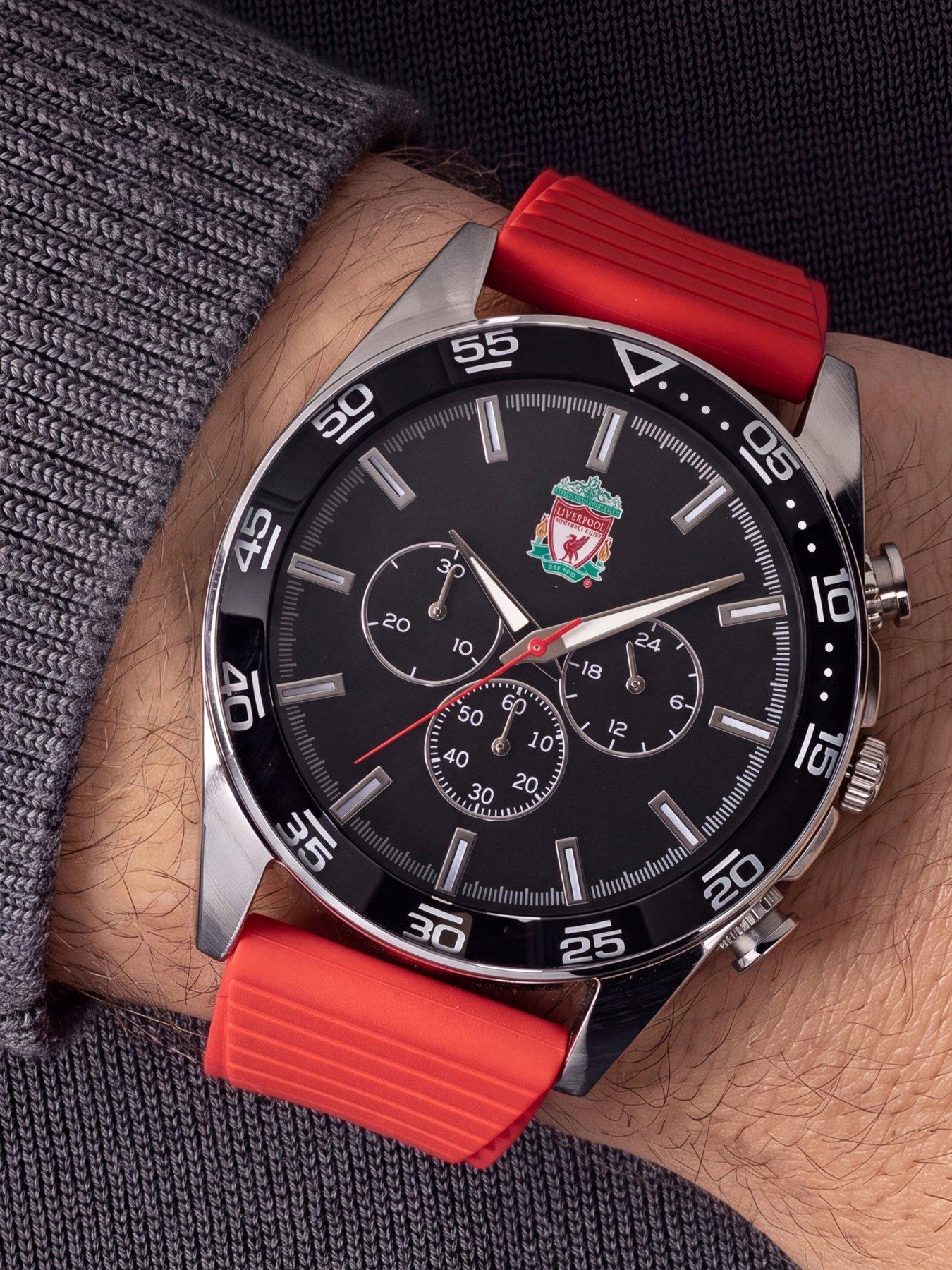 Image 2 of 4 of Liverpool FC Liverpool Football Club Silver Chrono Watch with Red Strap