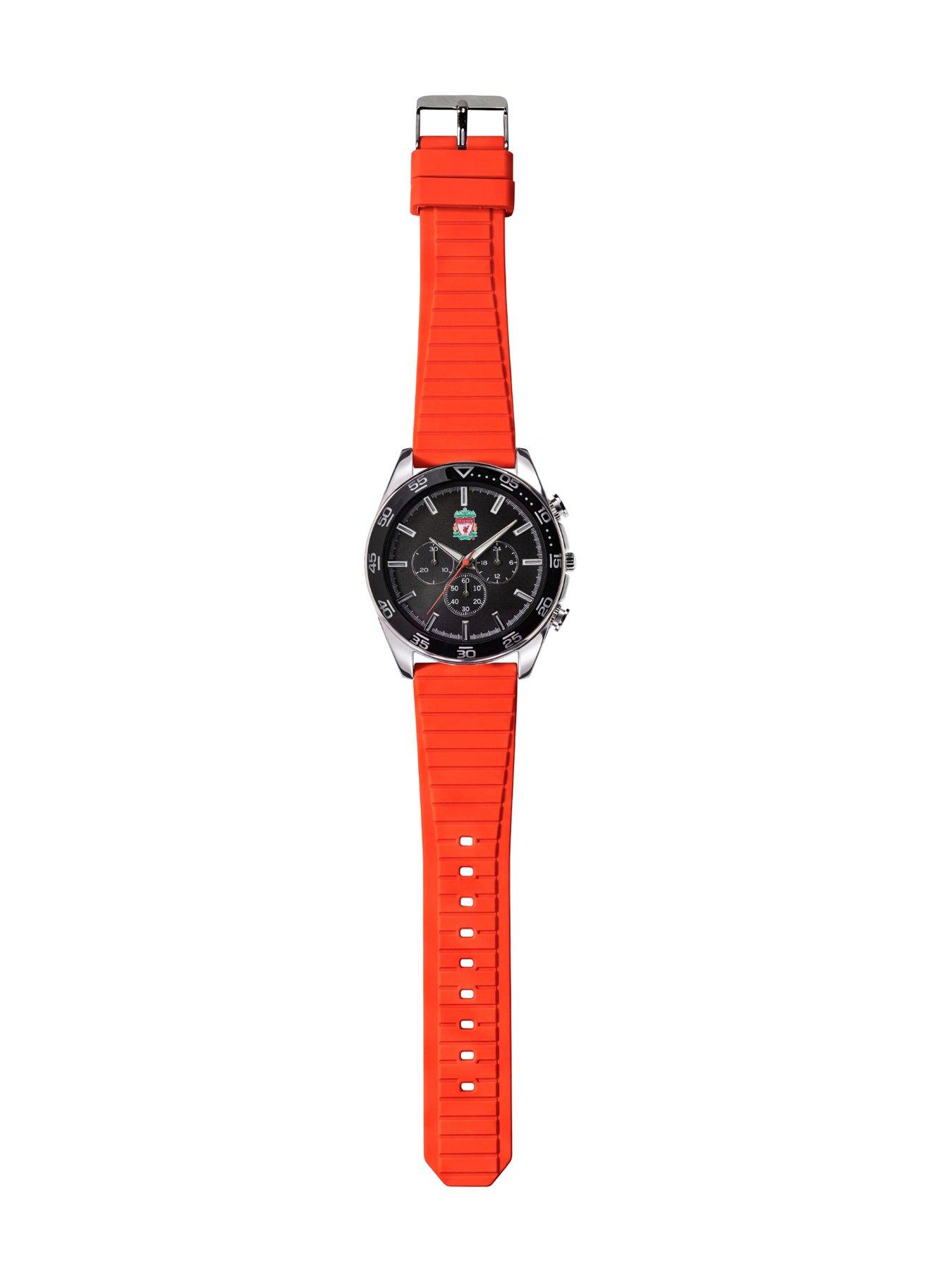 Image 3 of 4 of Liverpool FC Liverpool Football Club Silver Chrono Watch with Red Strap