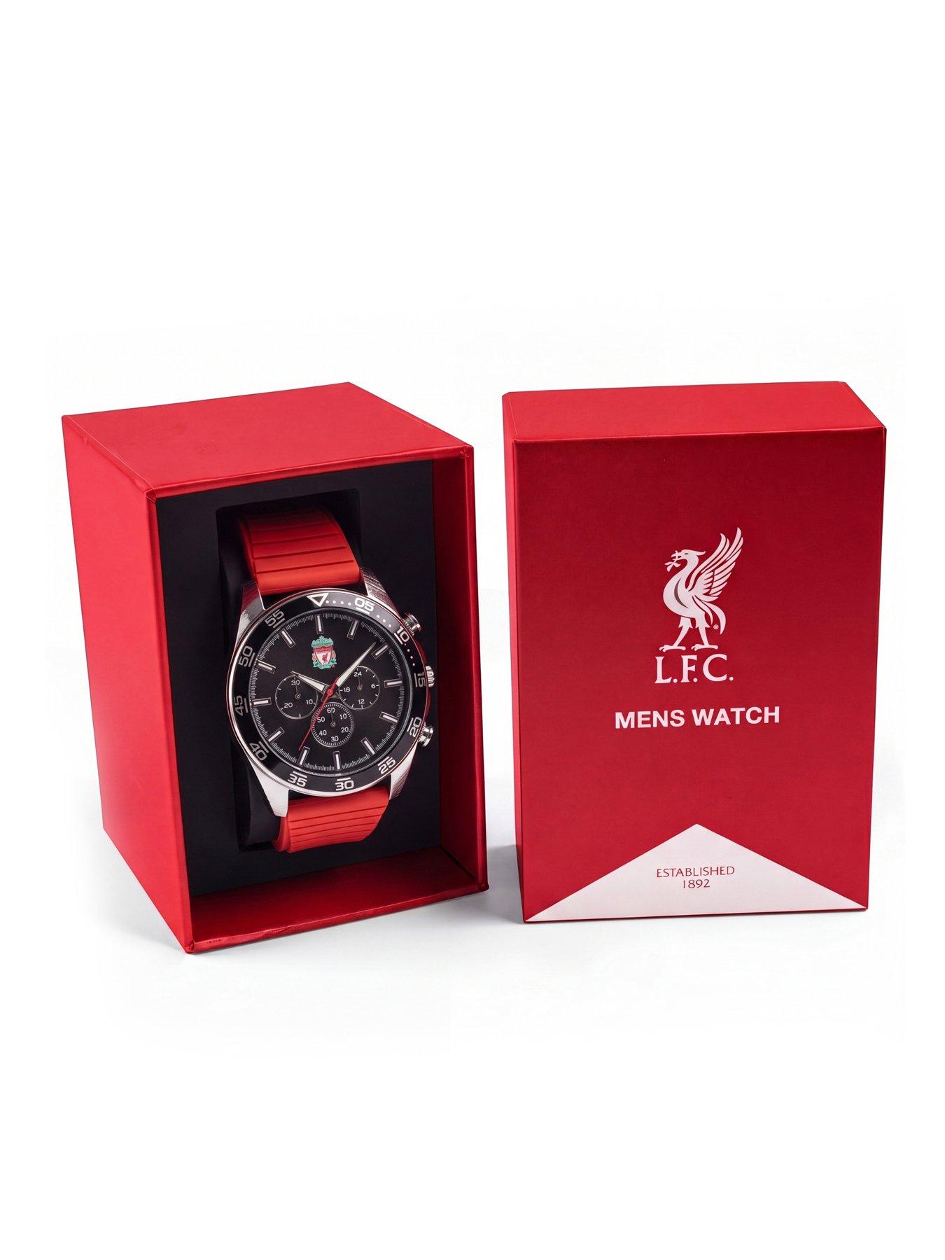 Image 4 of 4 of Liverpool FC Liverpool Football Club Silver Chrono Watch with Red Strap