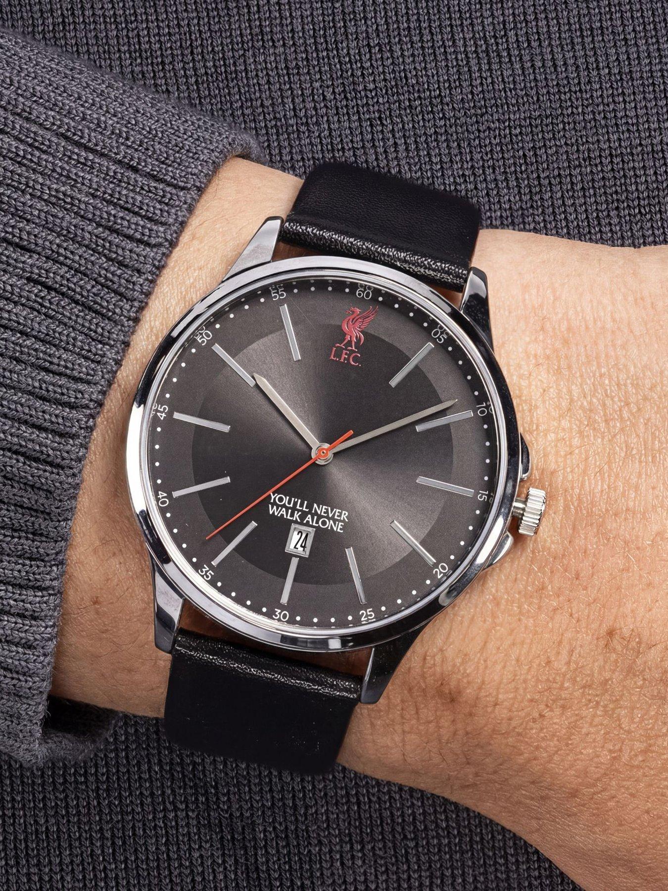 Image 2 of 4 of Liverpool FC Liverpool Football Club Silver Sleek Watch with Black Strap