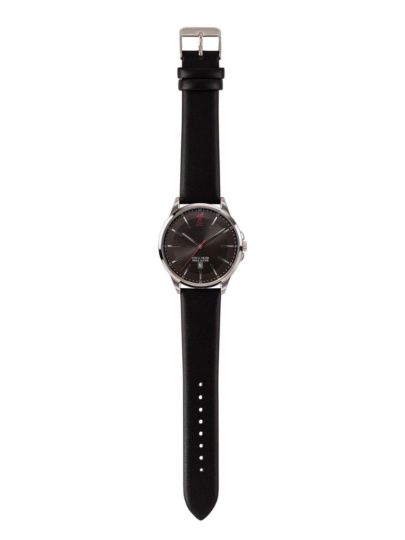 Image 3 of 4 of Liverpool FC Liverpool Football Club Silver Sleek Watch with Black Strap