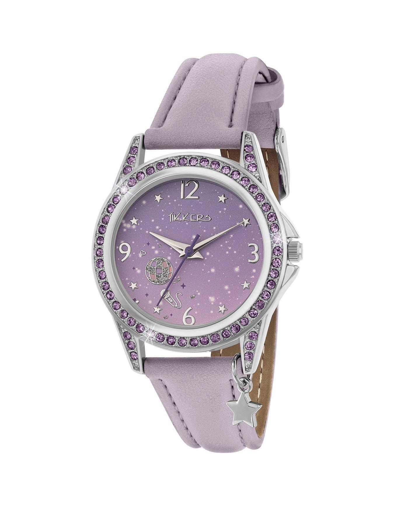 Tikkers Stone Set Lilac Strap Watch