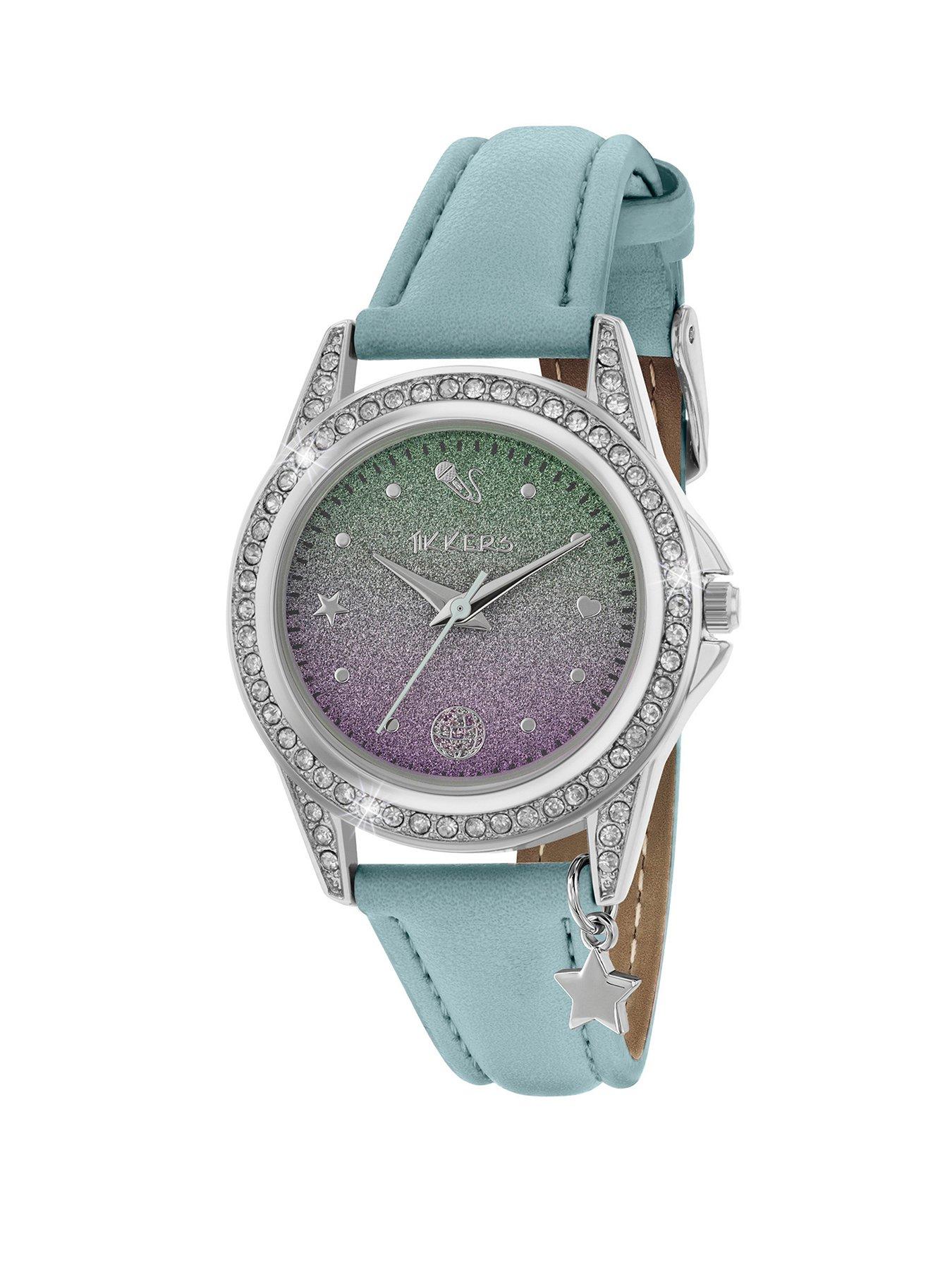 Tikkers Stone Set Aqua Strap Watch