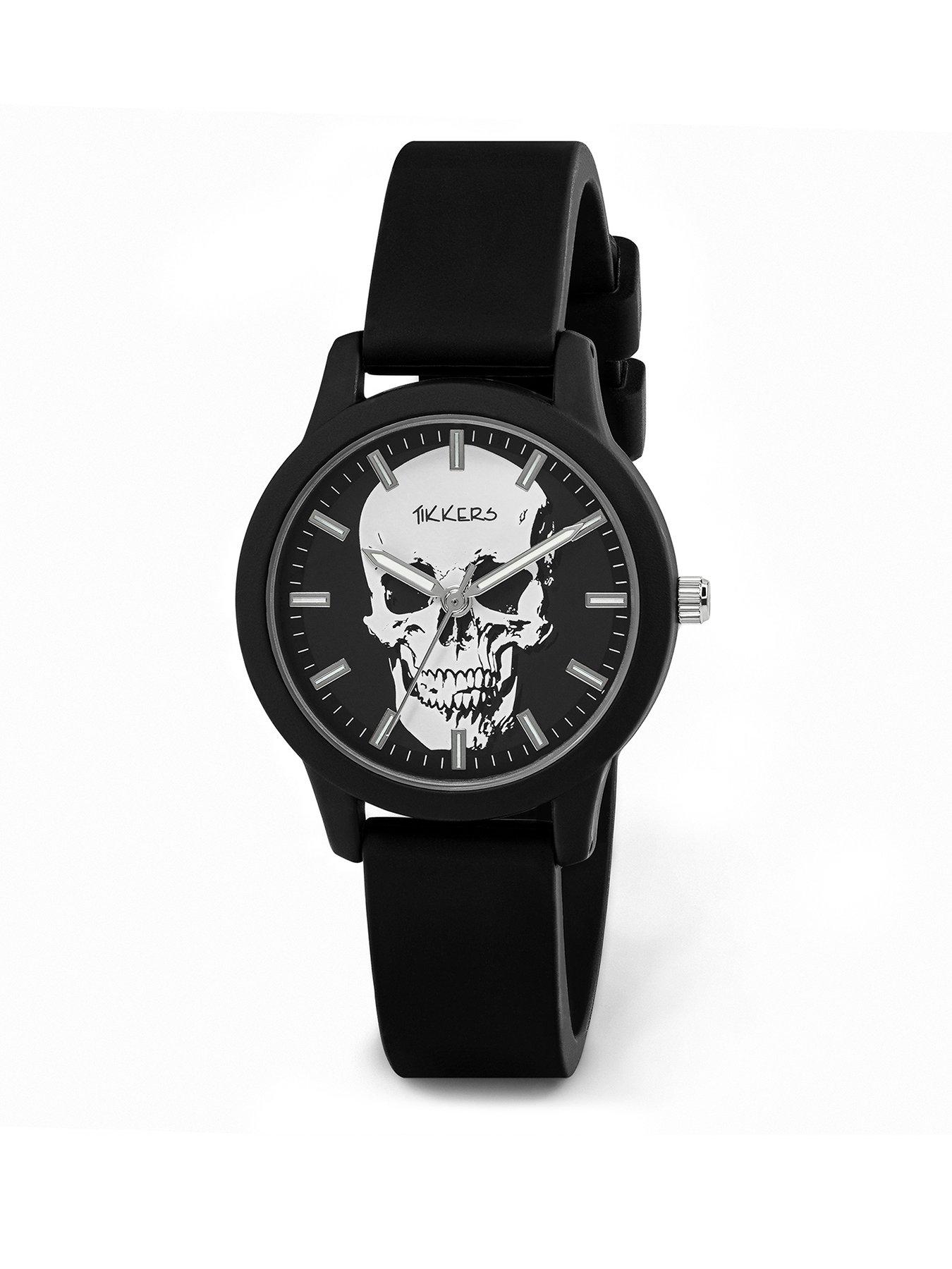 Image 1 of 4 of Tikkers Tikker Skull Dial Black Silicone Strap Watch