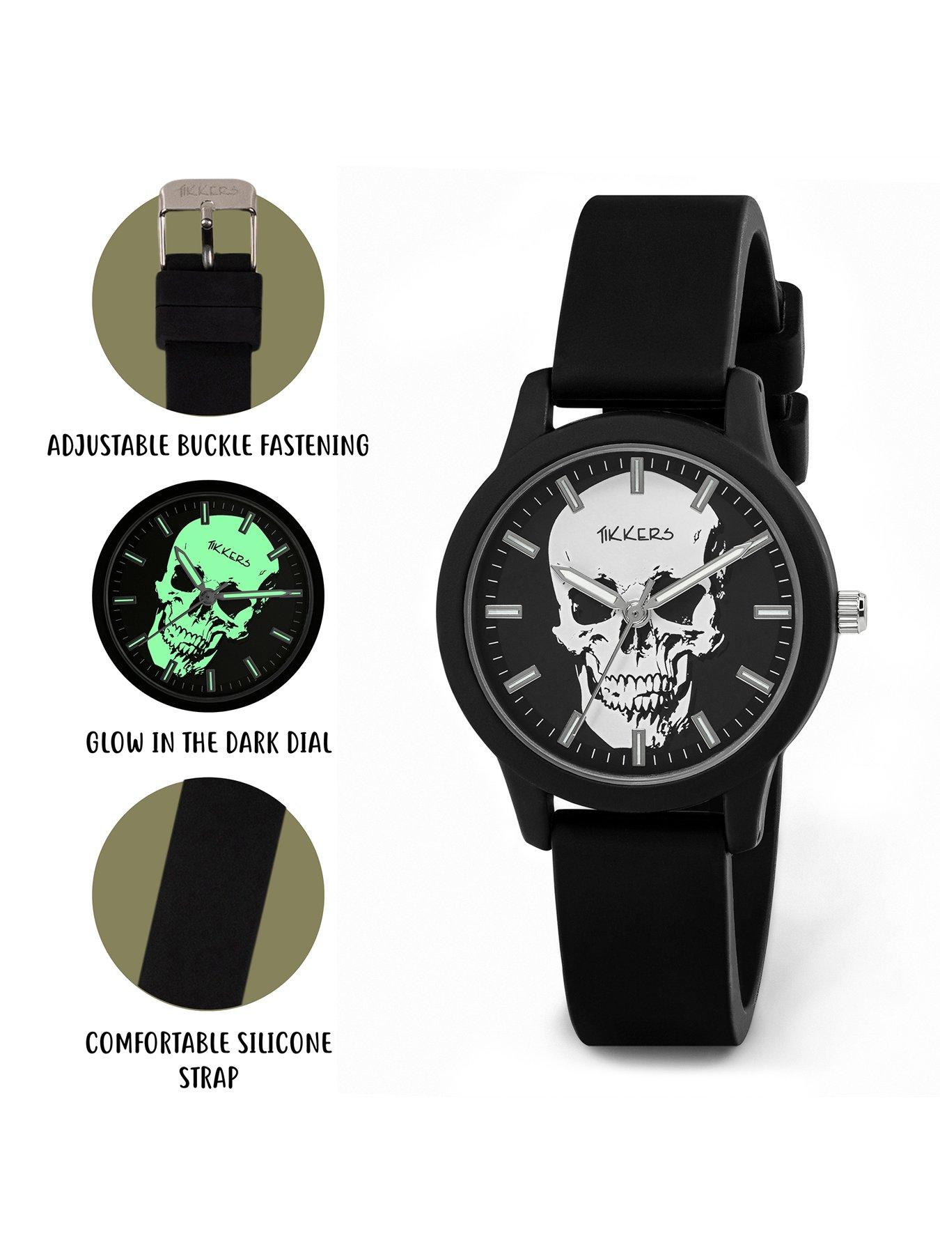 Image 3 of 4 of Tikkers Tikker Skull Dial Black Silicone Strap Watch