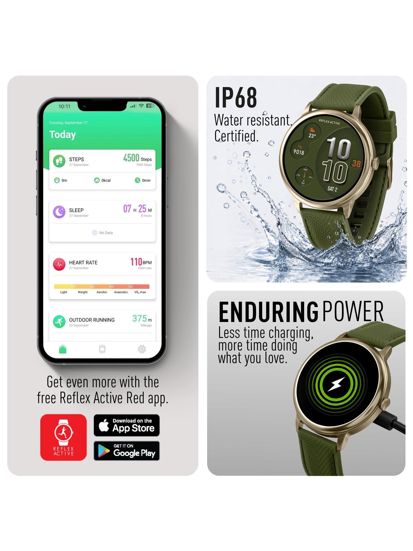 Image 5 of 8 of Reflex Active Spectra Khaki Silicone Strap Smart Watch