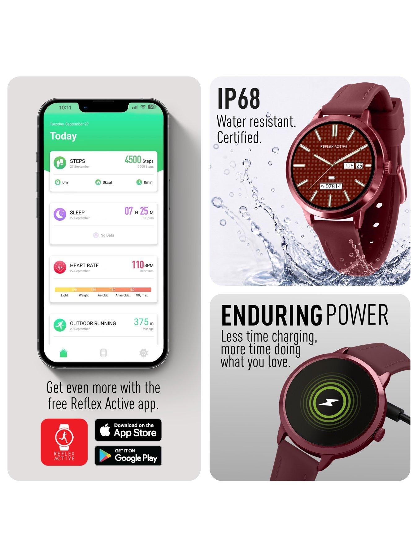 Image 5 of 7 of Reflex Active Spectra Burgundy Silicone Strap Smart Watch