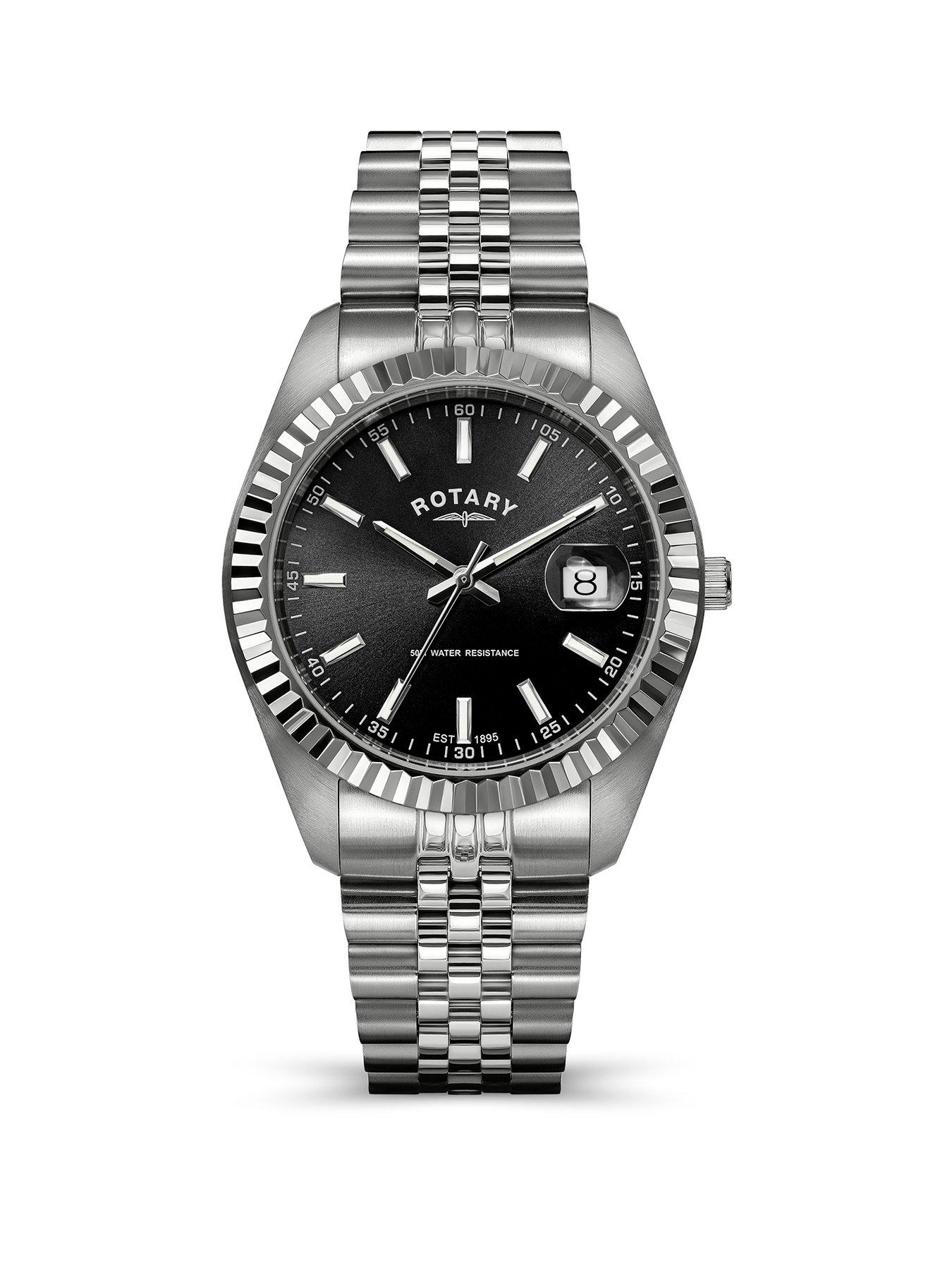 Rotary Rotary Men's Black Dial Stainless Steel Bracelet Watch