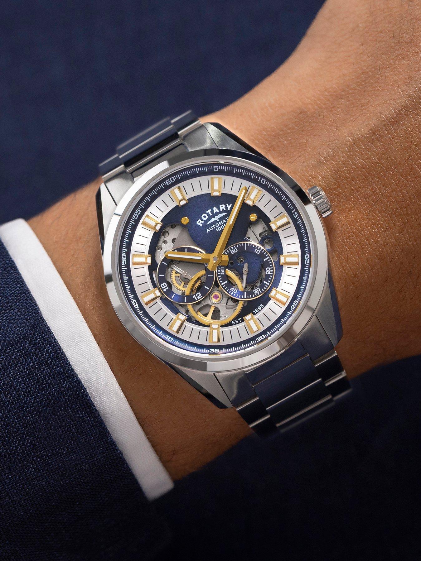 Image 3 of 6 of Rotary Men's  Seamatic Eclipse SS Bracelet Blue Dial 100m