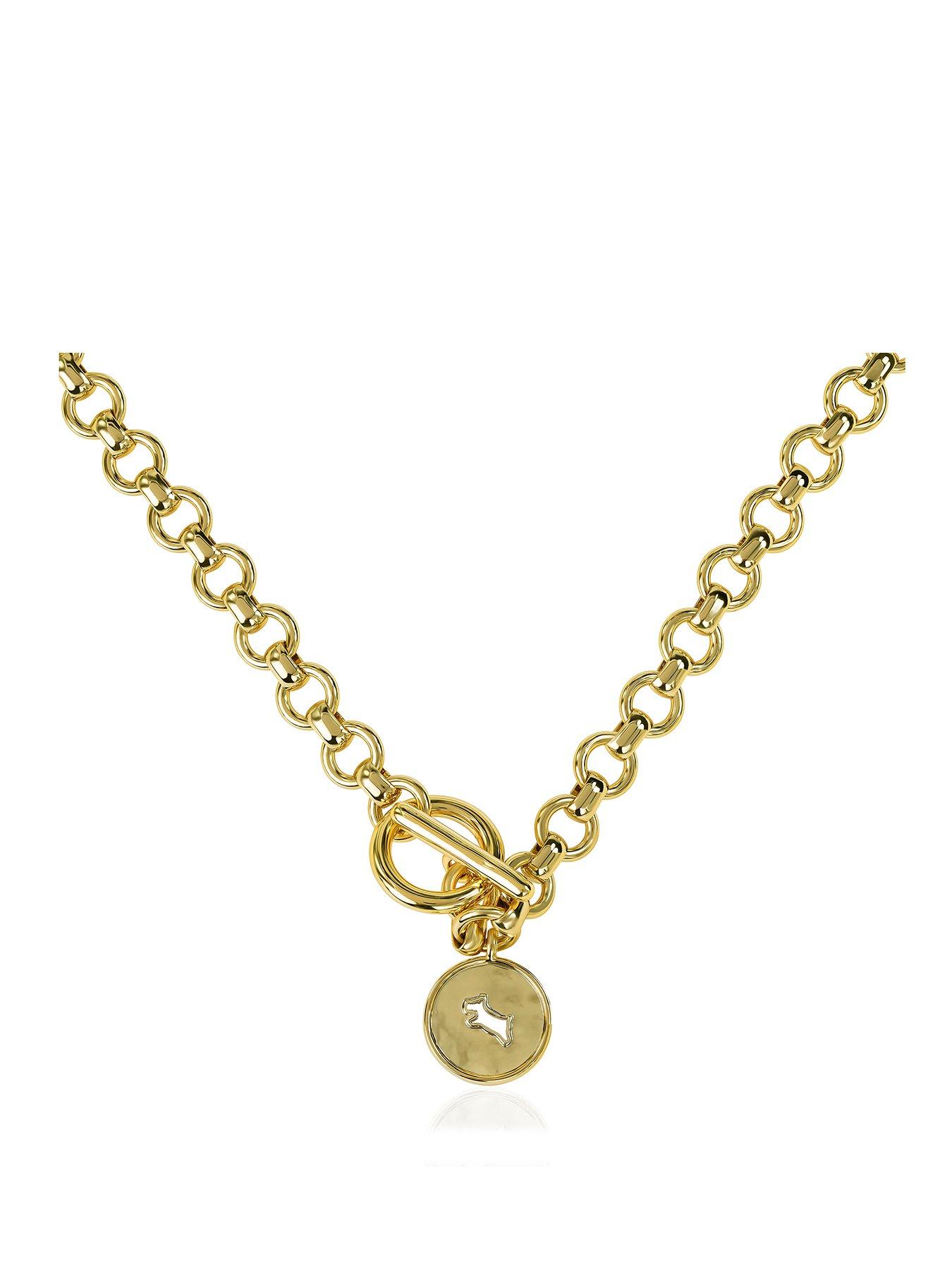 Radley 18ct Gold Plated T-Bar Necklace with Hanging Charm