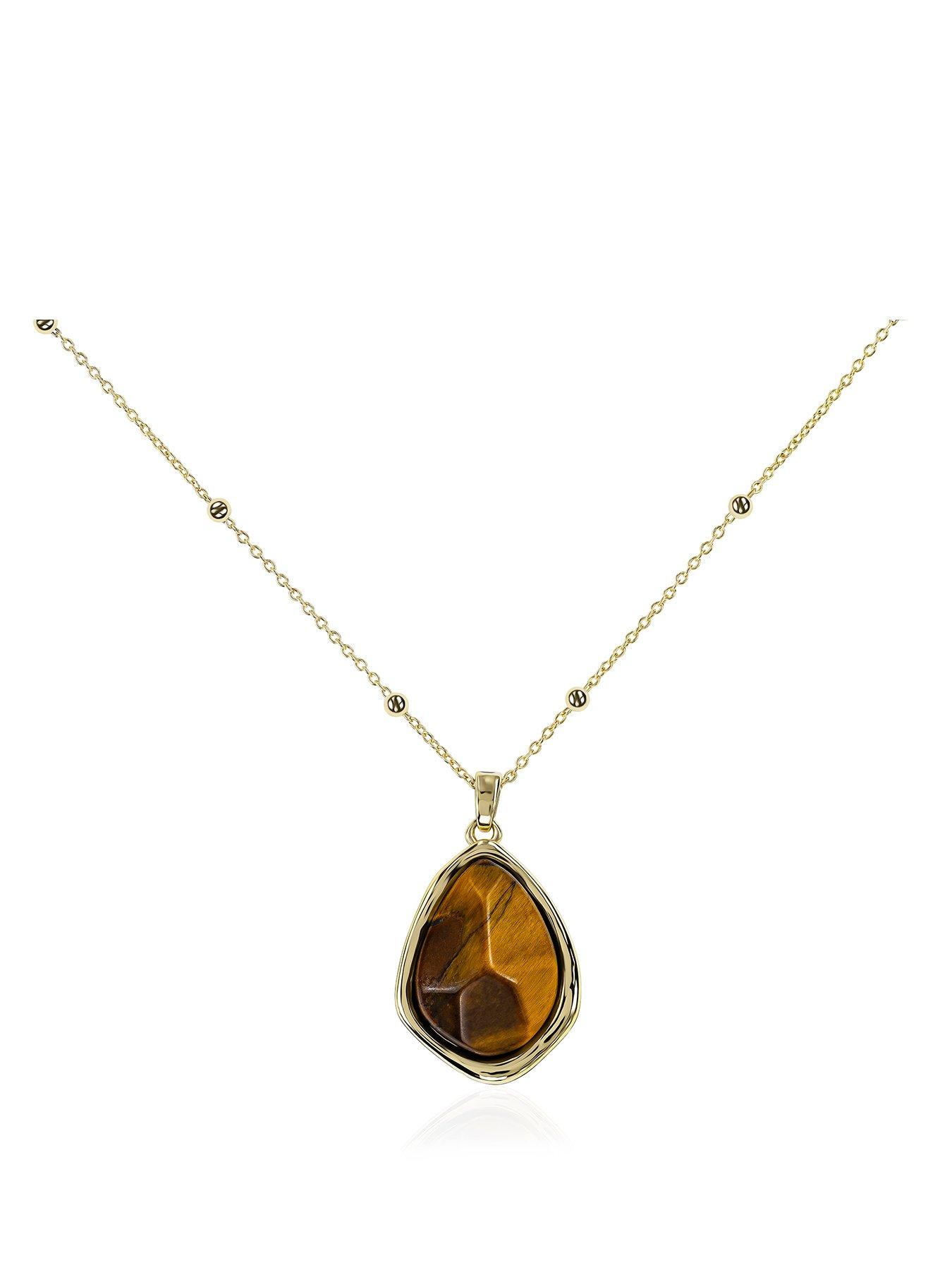 Radley 18ct Gold Plated Tigers Eye Drop Charm Necklace