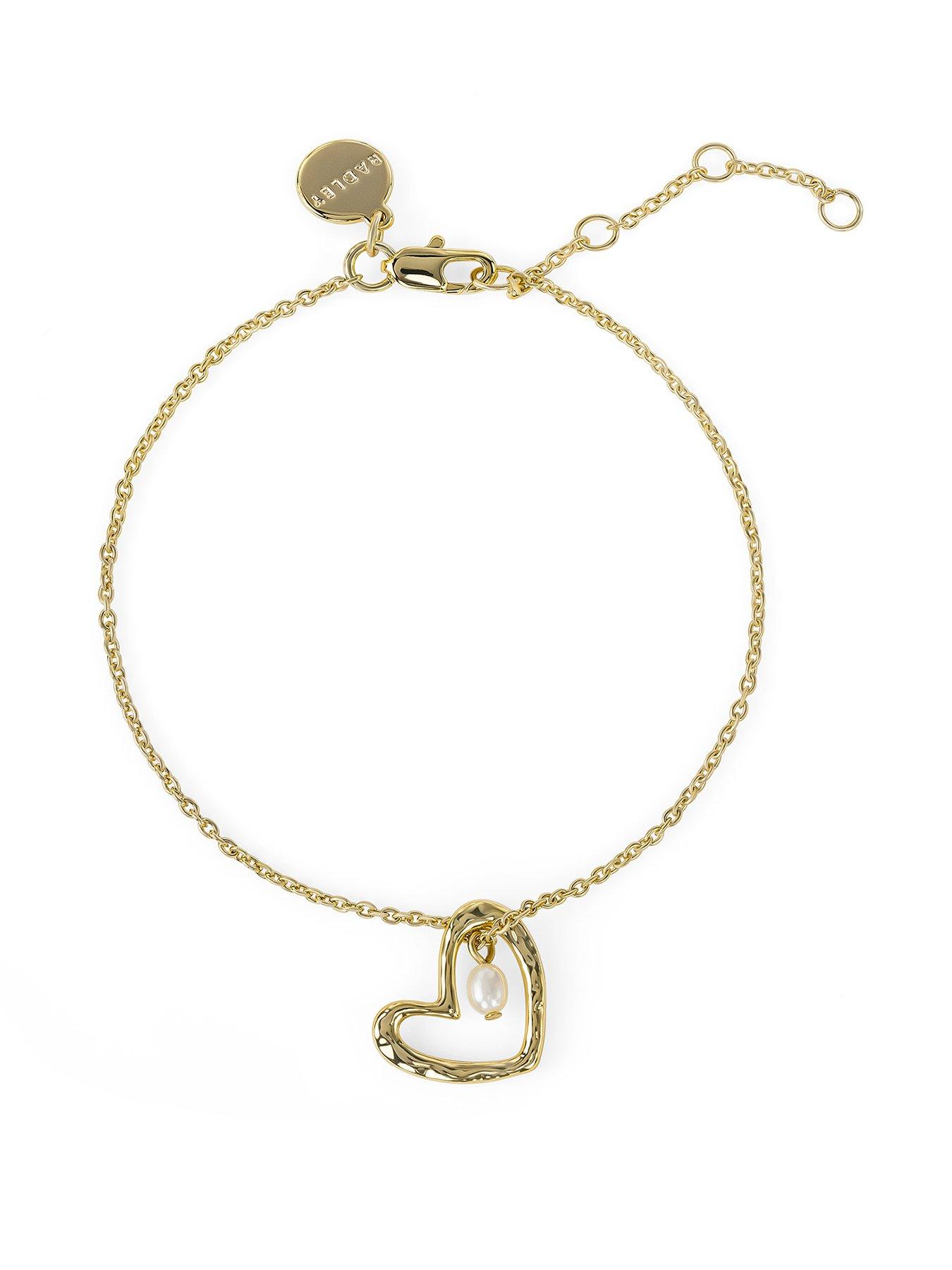 Radley 18ct Gold Plated Heart and Pearl Charm Bracelet