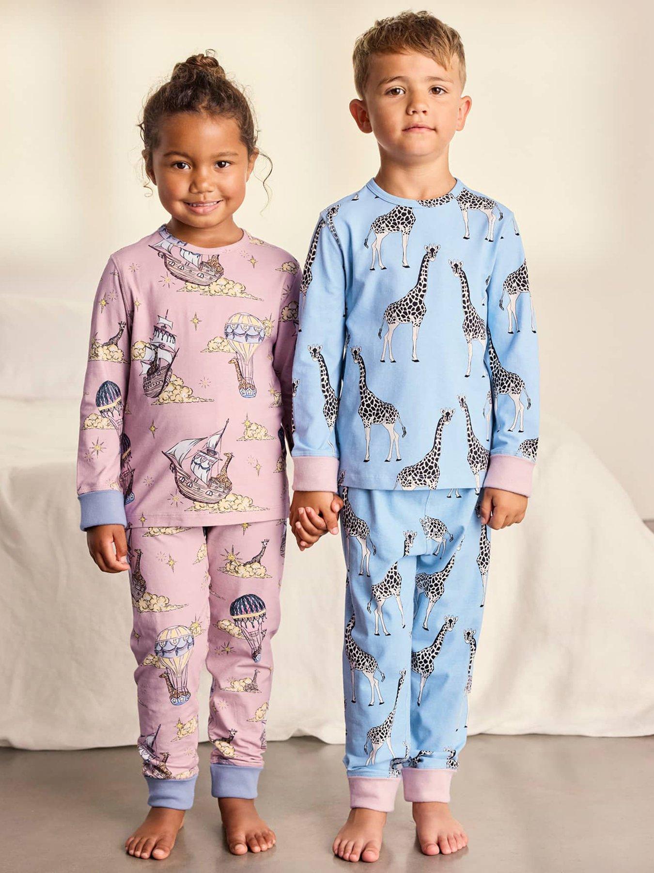 CHELSEA PEERS Chelsea Peers Kids Two Pack Organic Cotton Giraffe Cloudhopper / Giraffe Print Long Pyjama Set - Multi