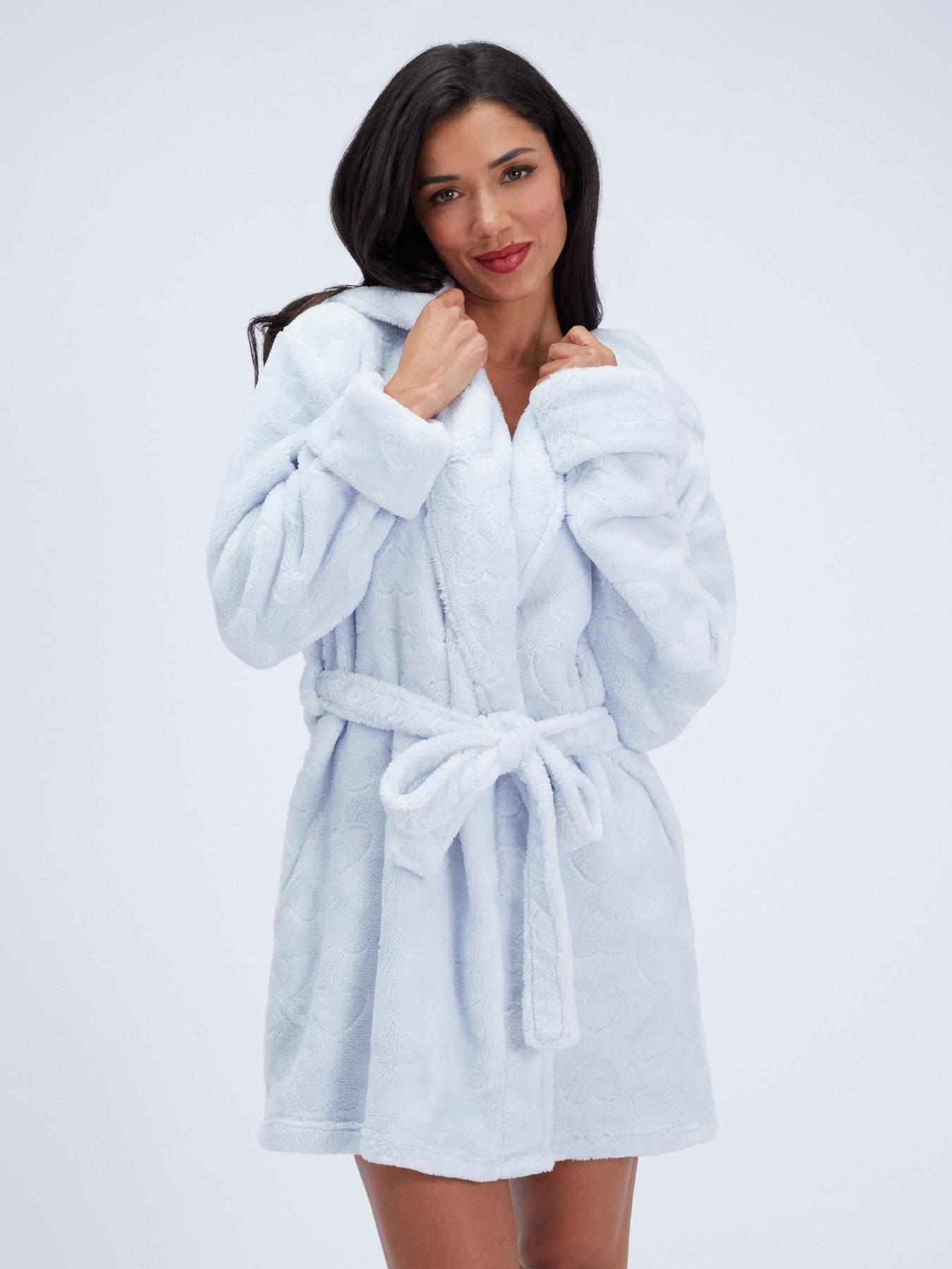 Image 1 of 6 of Boux Avenue Fluffy Heart Short Gown - Blue