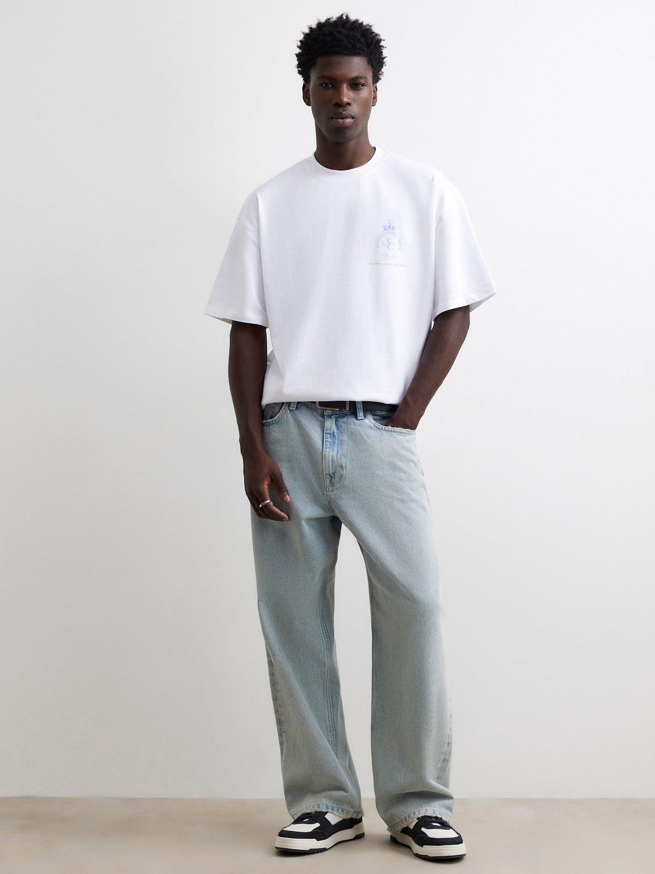 Image 3 of 4 of River Island Mens Oversized Fit Race Car Palm Tree T-Shirt - White
