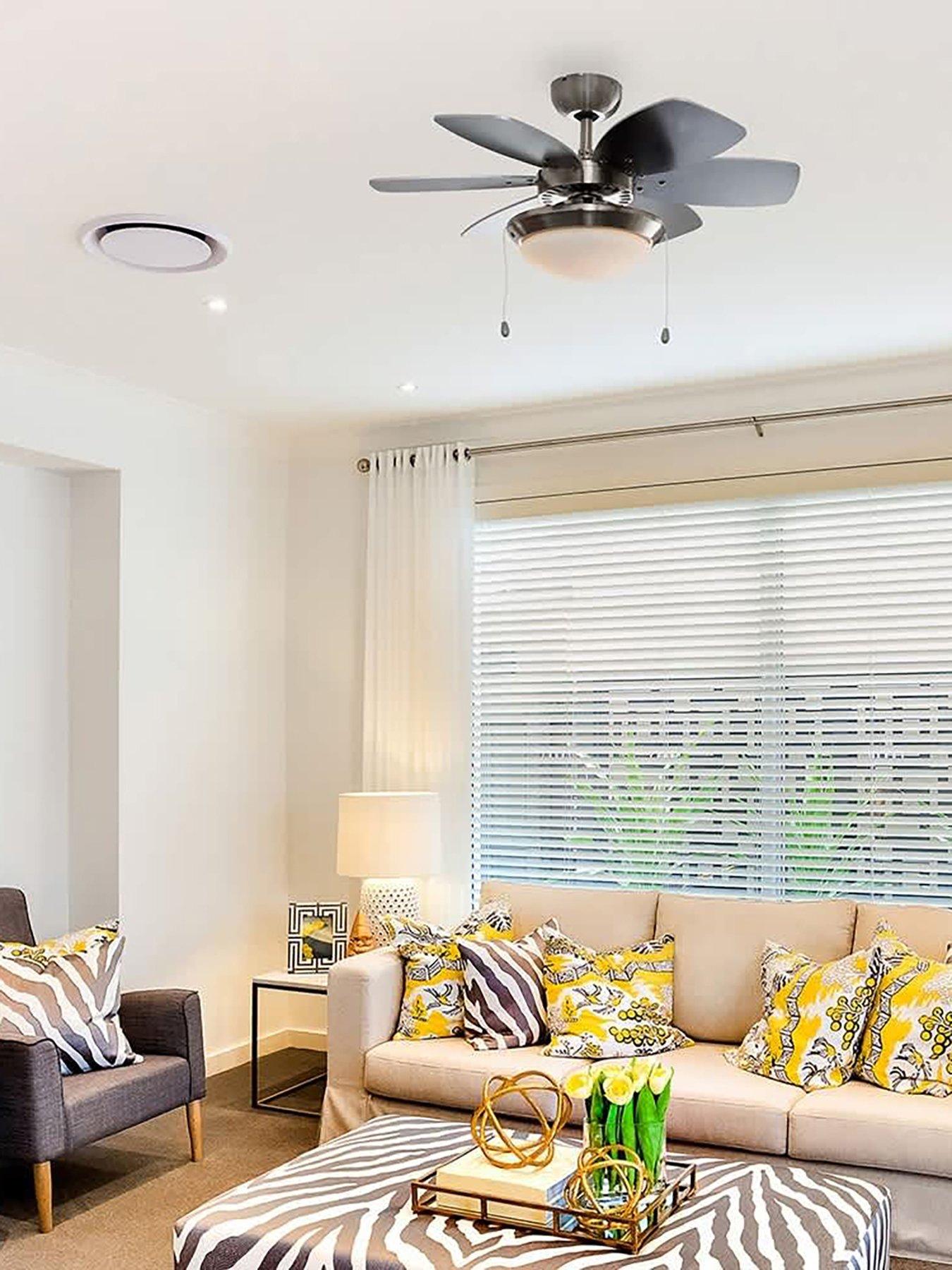 Image 1 of 5 of ValueLights Spitfire Brushed Chrome 30 Ceiling Fan With Light