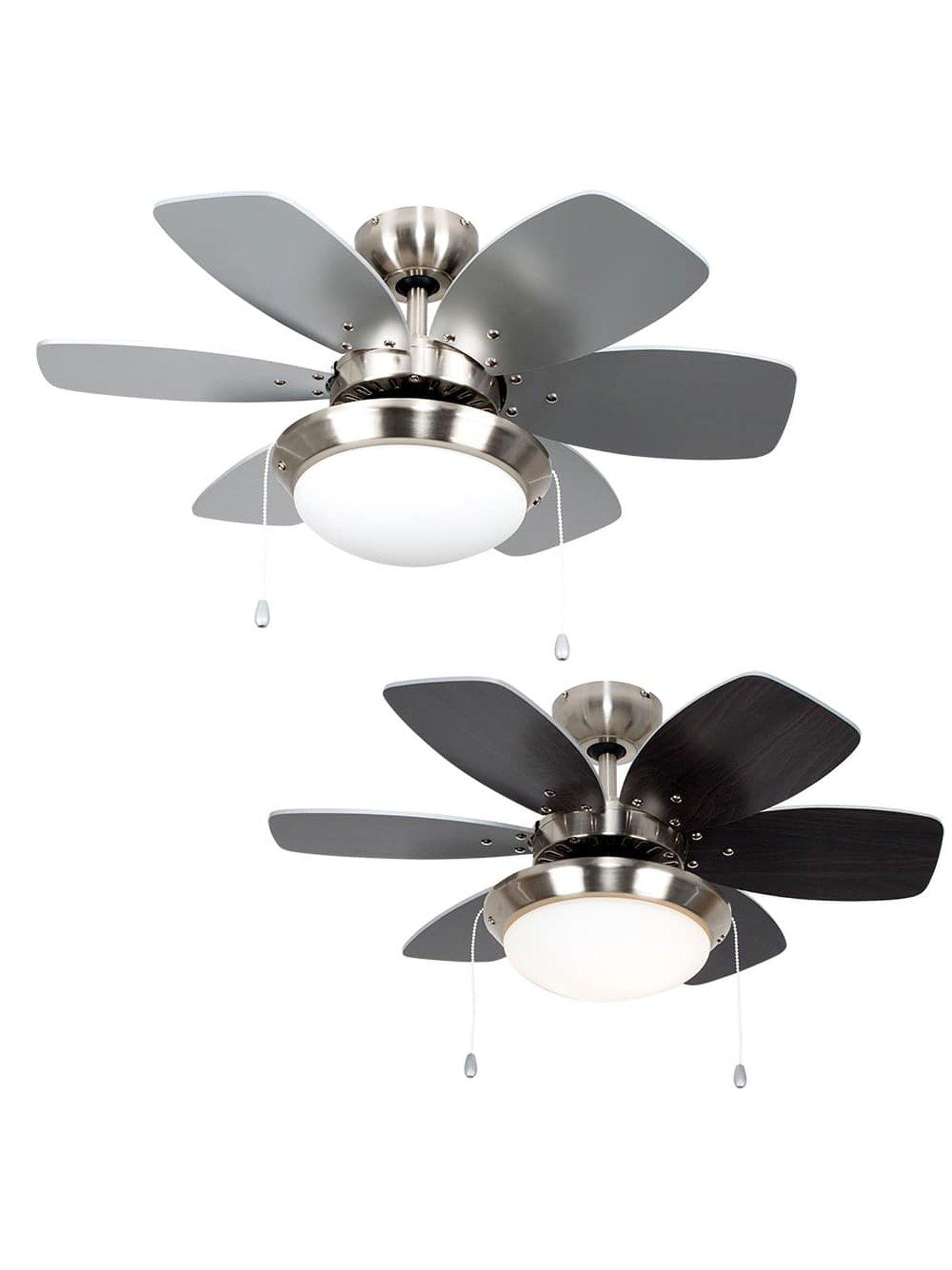 Image 3 of 5 of ValueLights Spitfire Brushed Chrome 30 Ceiling Fan With Light