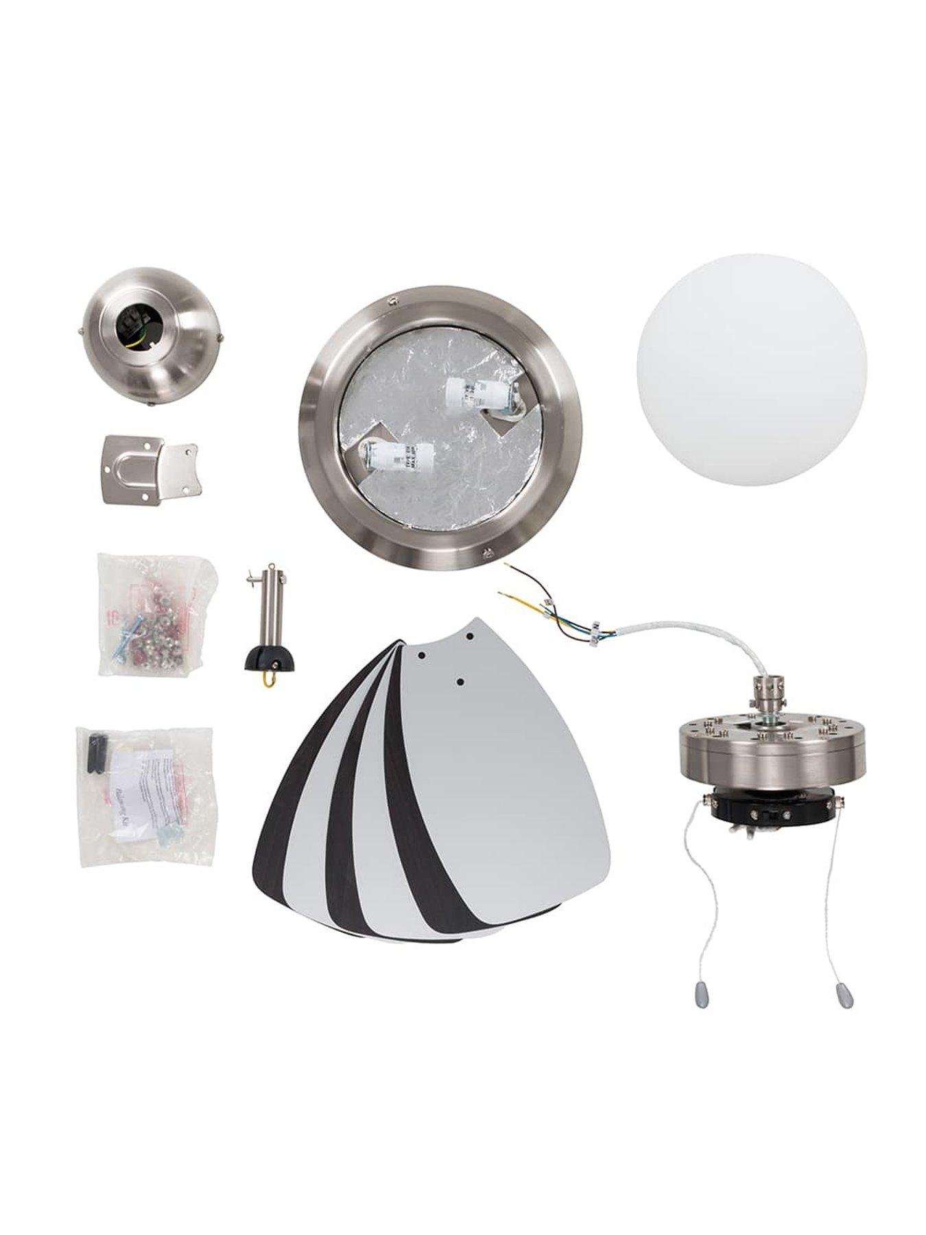 Image 4 of 5 of ValueLights Spitfire Brushed Chrome 30 Ceiling Fan With Light