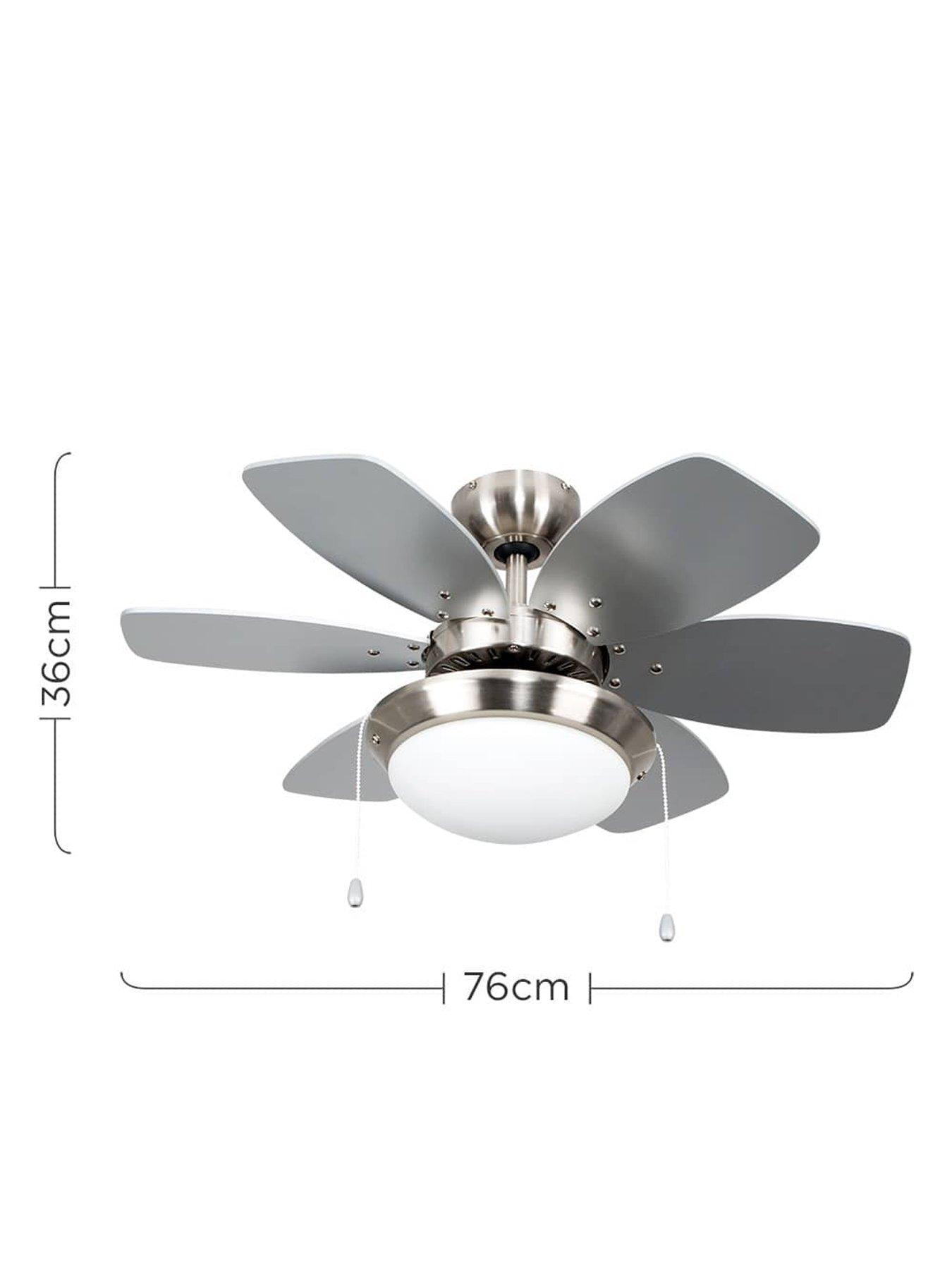 Image 5 of 5 of ValueLights Spitfire Brushed Chrome 30 Ceiling Fan With Light