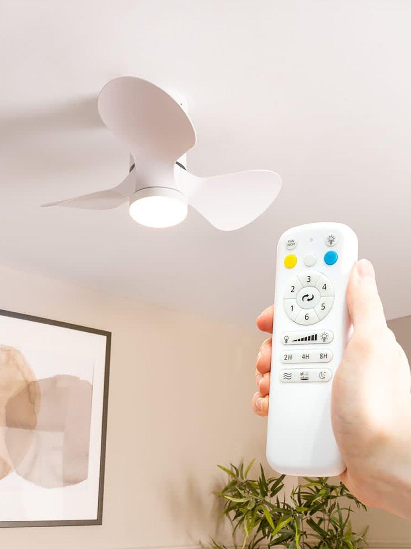 Image 1 of 5 of ValueLights Matt White 24" 3 Blade Ceiling Fan with integrated LED Light and Remote Control