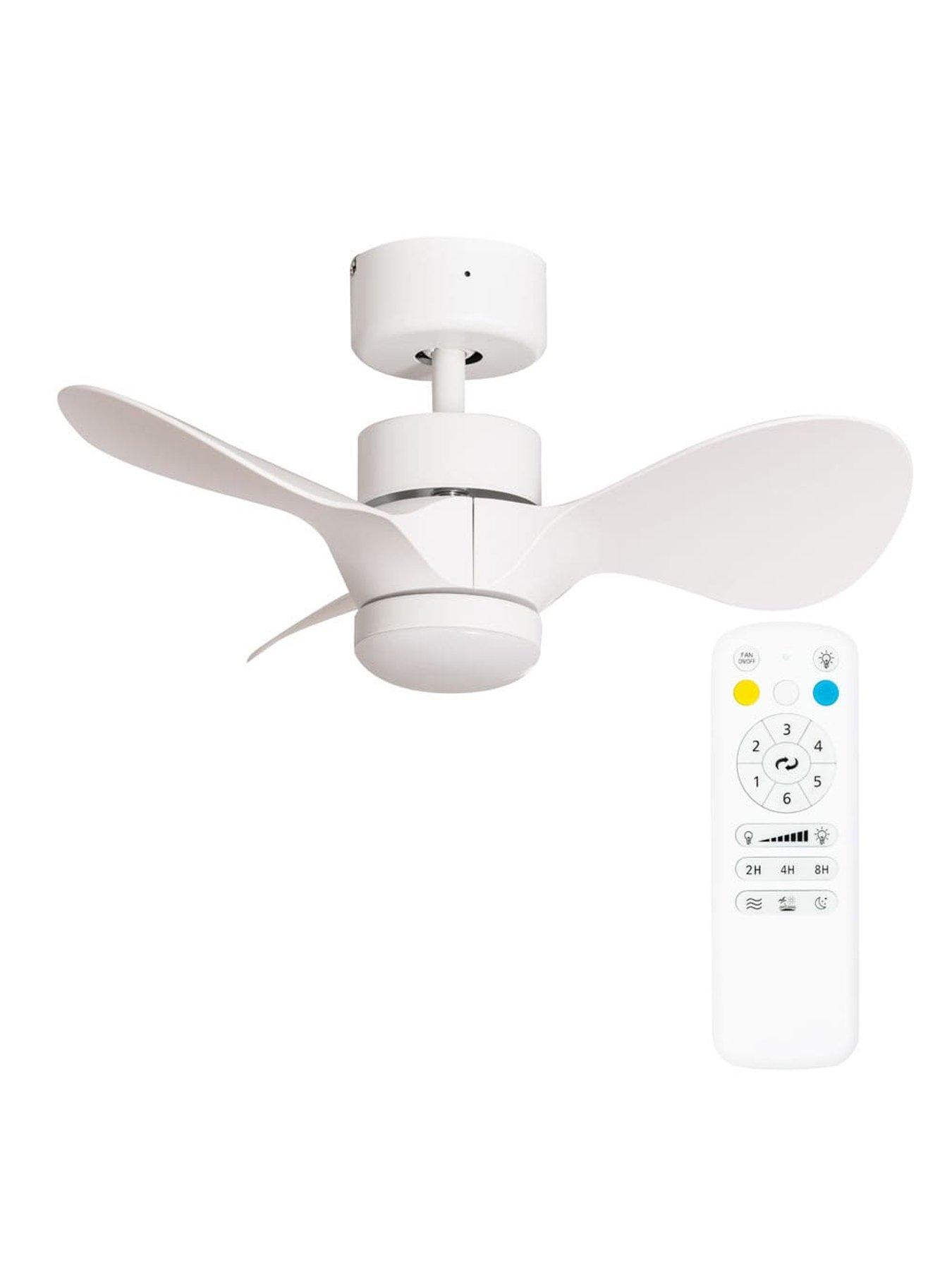 Image 4 of 5 of ValueLights Matt White 24" 3 Blade Ceiling Fan with integrated LED Light and Remote Control