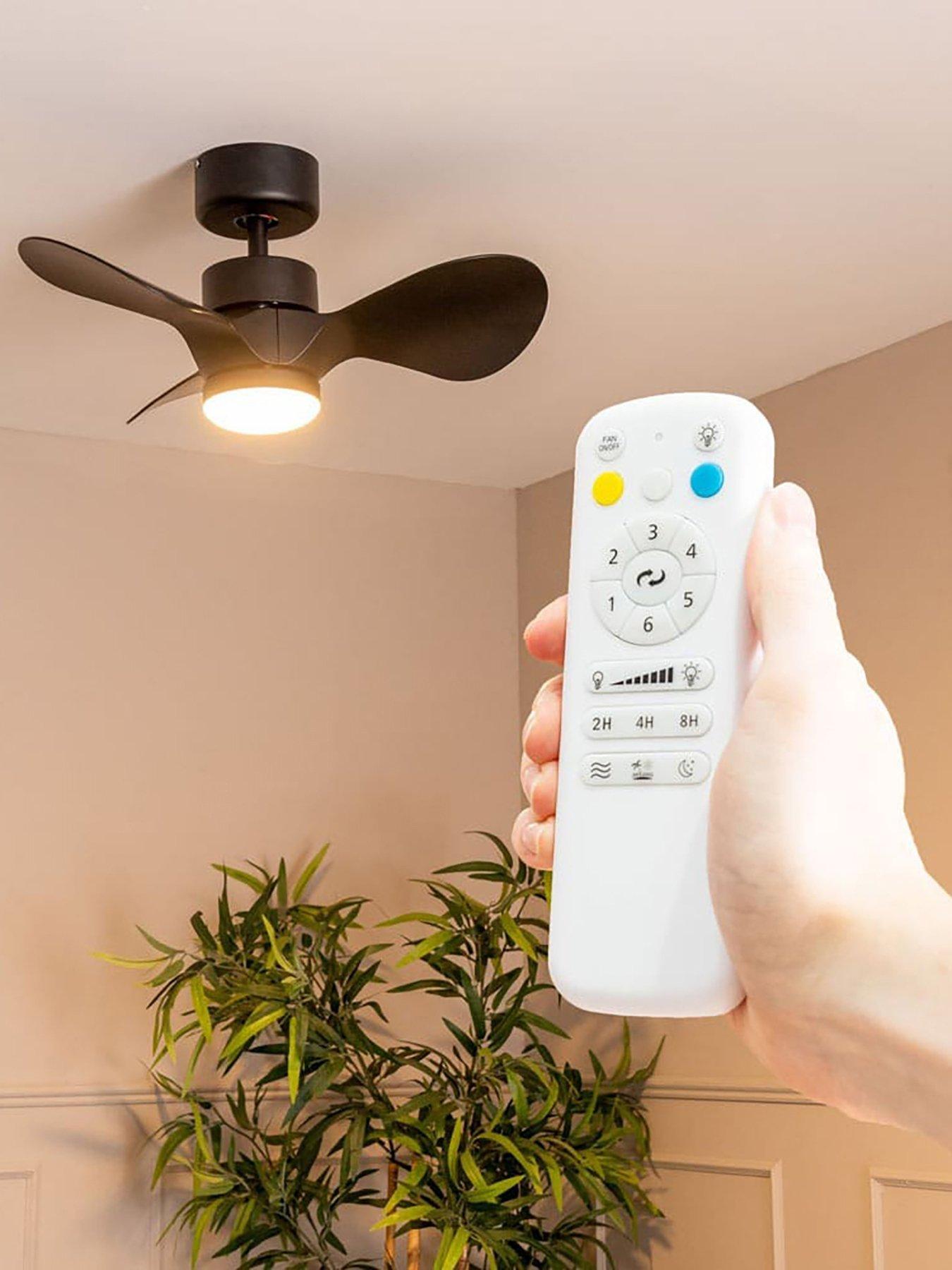 Image 4 of 7 of ValueLights Matt Black 24" 3 Blade Ceiling Fan with integrated LED Light and Remote Control