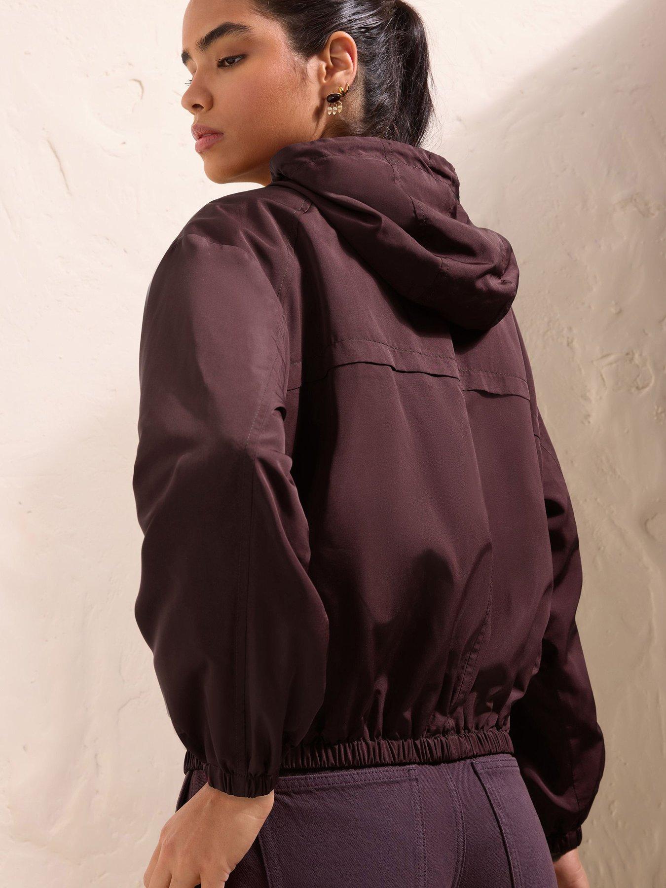 Image 2 of 5 of Friends Like These Womens Hooded Shower Resistant Funnel Neck Jacket - Purple