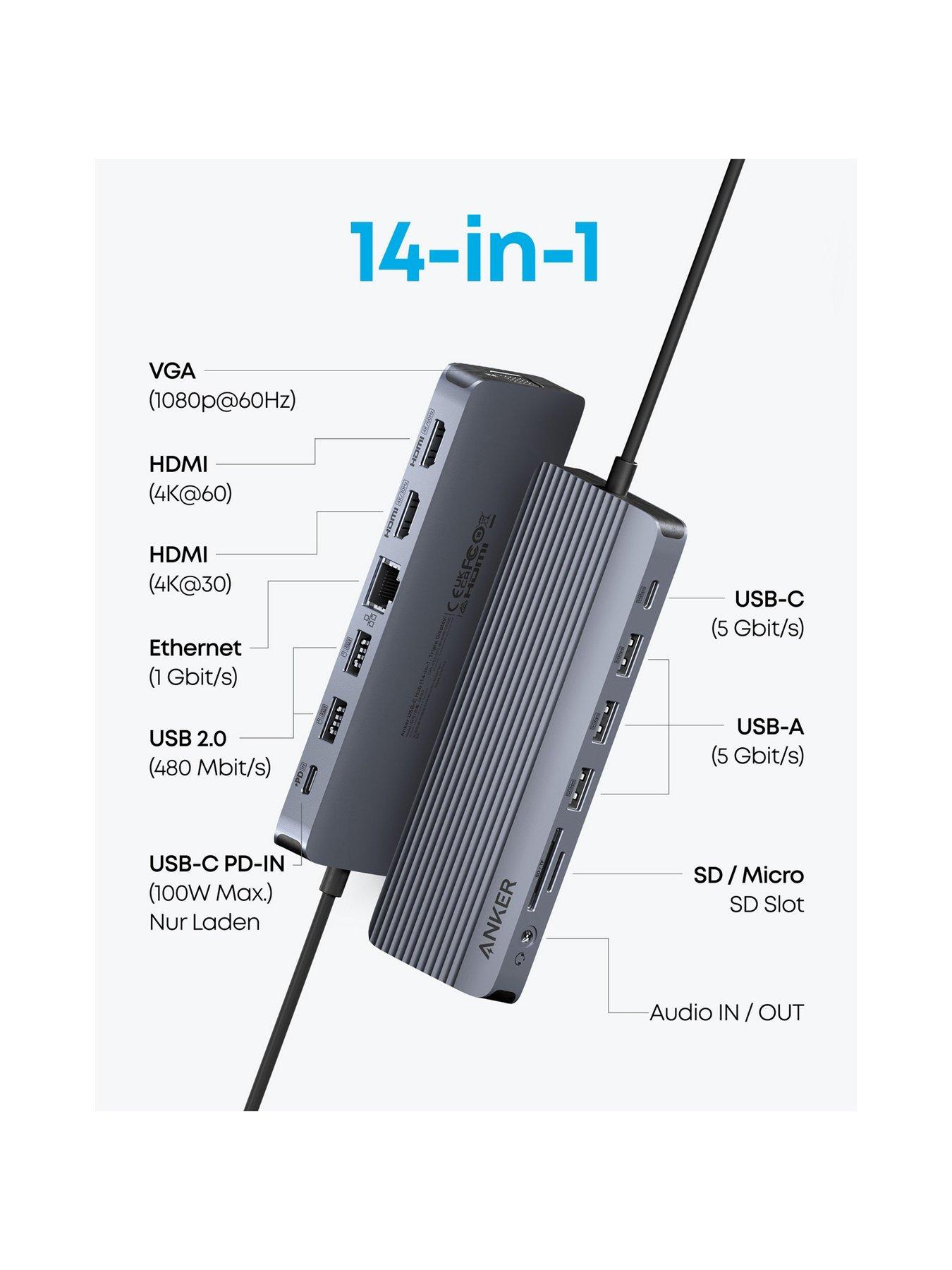 Image 3 of 7 of Anker Laptop Docking Station 14-in-1 USB Hub