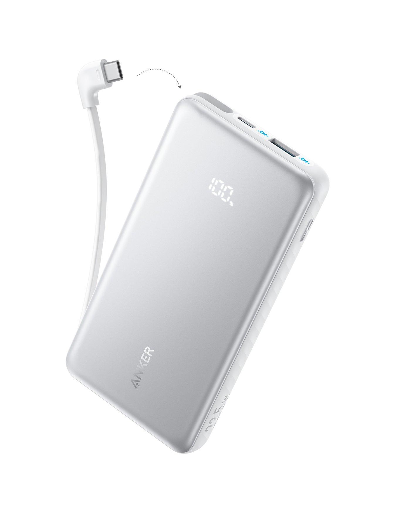 Image 1 of 7 of Anker Zolo Power Bank, 10,000mAh 22.5W with Built-in USB-C Cable, White