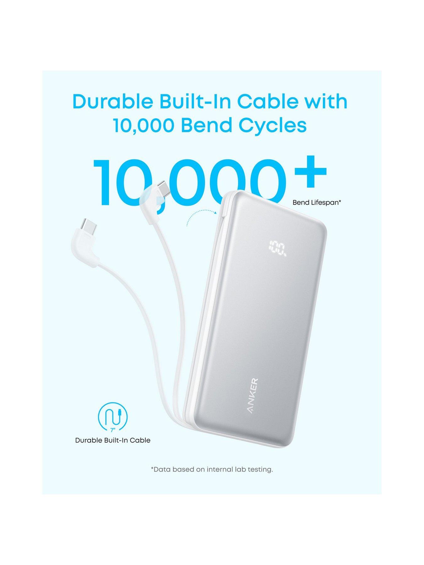 Image 5 of 7 of Anker Zolo Power Bank, 10,000mAh 22.5W with Built-in USB-C Cable, White