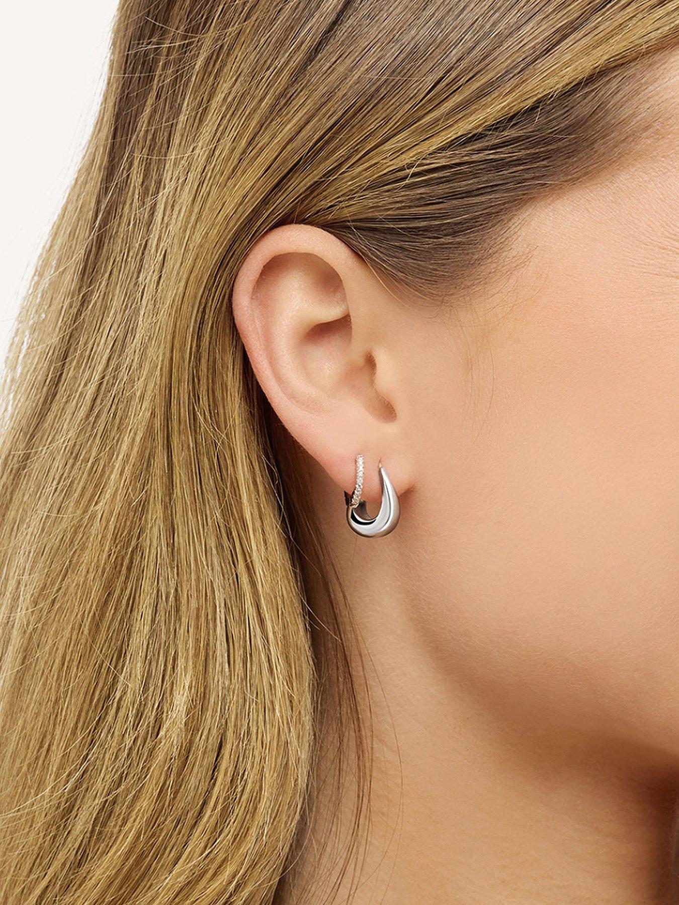 Image 1 of 5 of Abbott Lyon Platinum Plated Mini Hoop Earrings - Silver