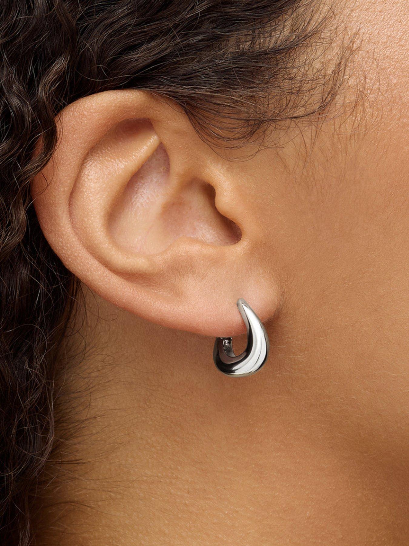 Image 3 of 5 of Abbott Lyon Platinum Plated Mini Hoop Earrings - Silver