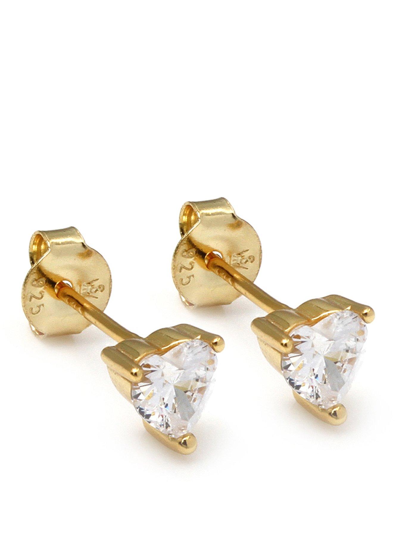 Say It With Stone Heart Earrings - Yellow Gold