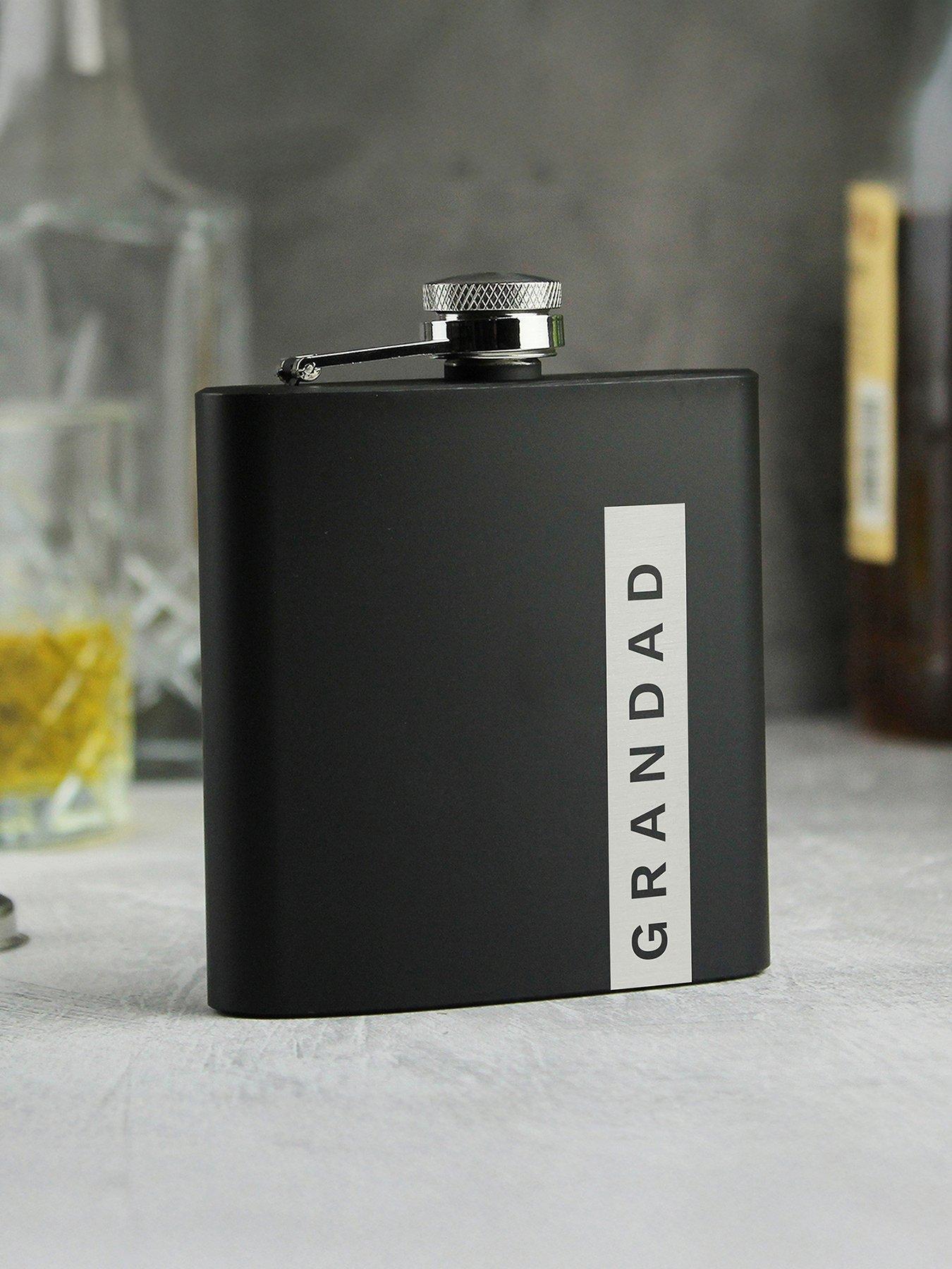 Image 1 of 4 of The Personalised Memento Company Personalised Name Only Black Hip Flask