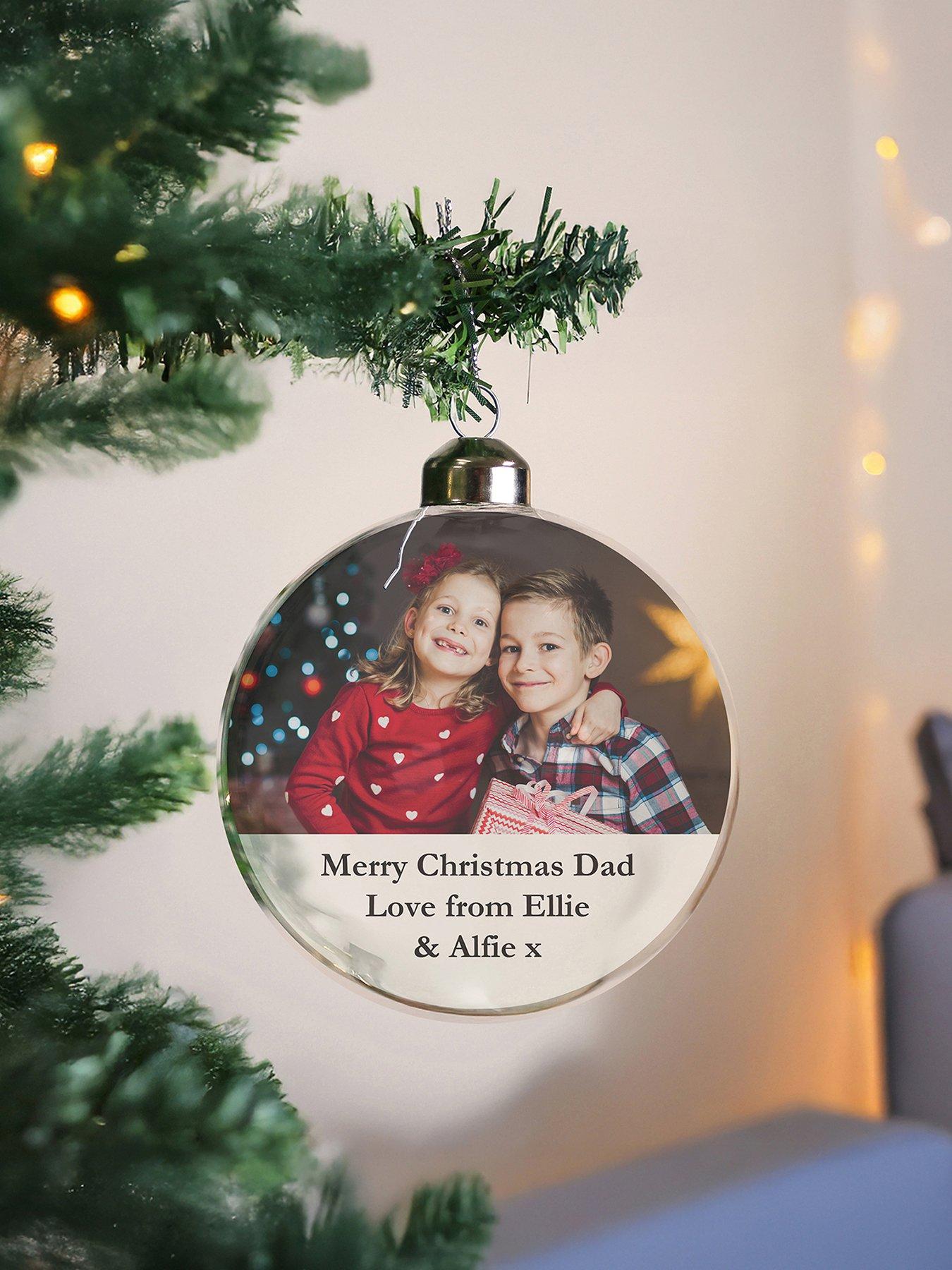 Image 1 of 3 of The Personalised Memento Company Personalised Message Photo Upload Glass Bauble